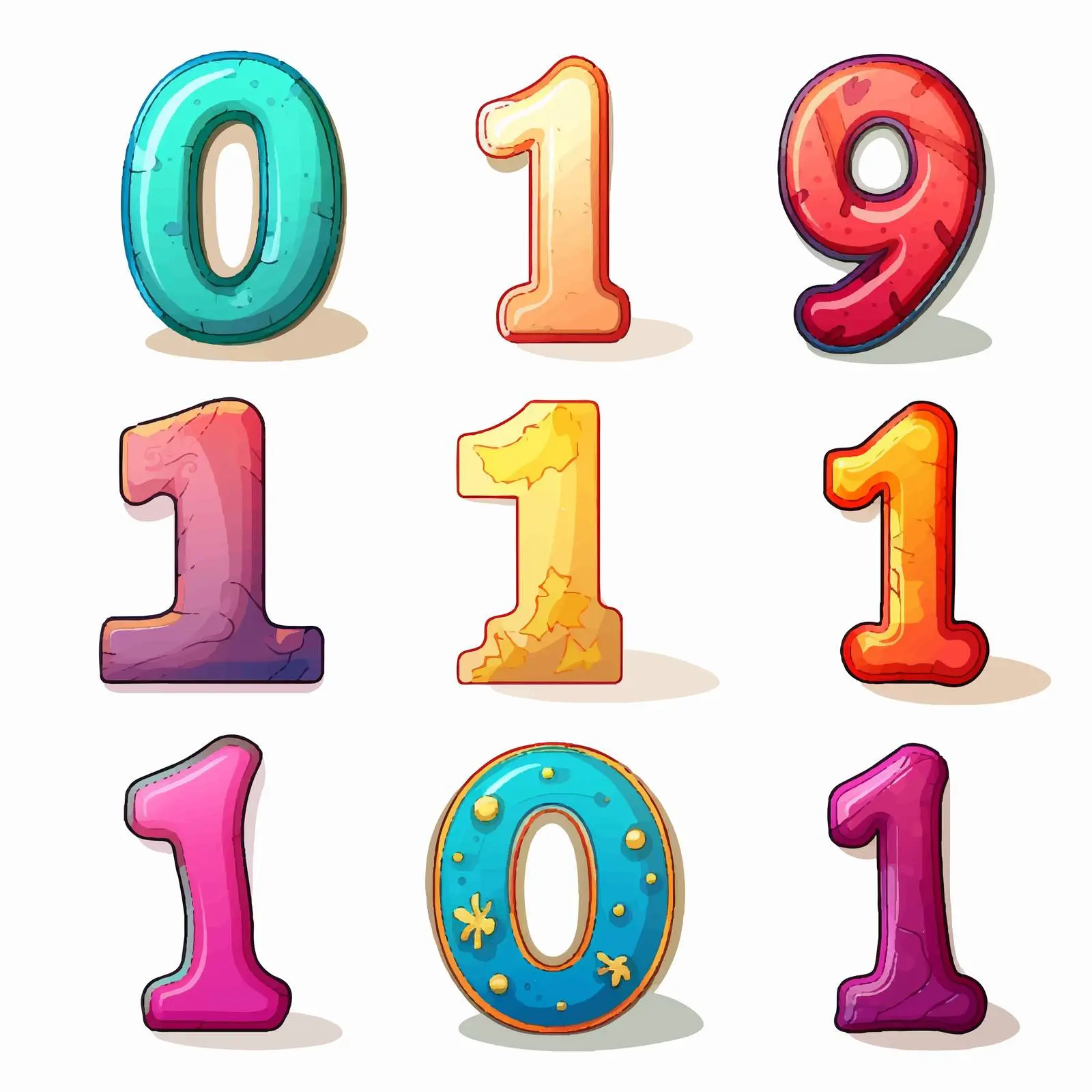 Cartoon Vector Illustration of Numbers 1 to 10 — free download from Dotvec