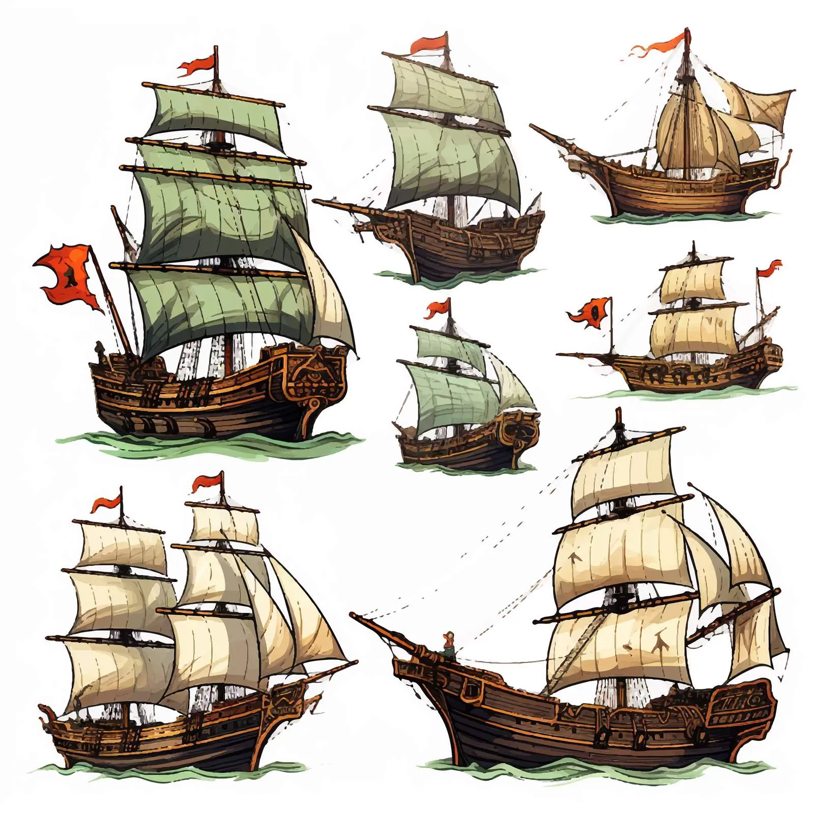 Pirate Themed Vector Illustration with Sails — free download from Dotvec
