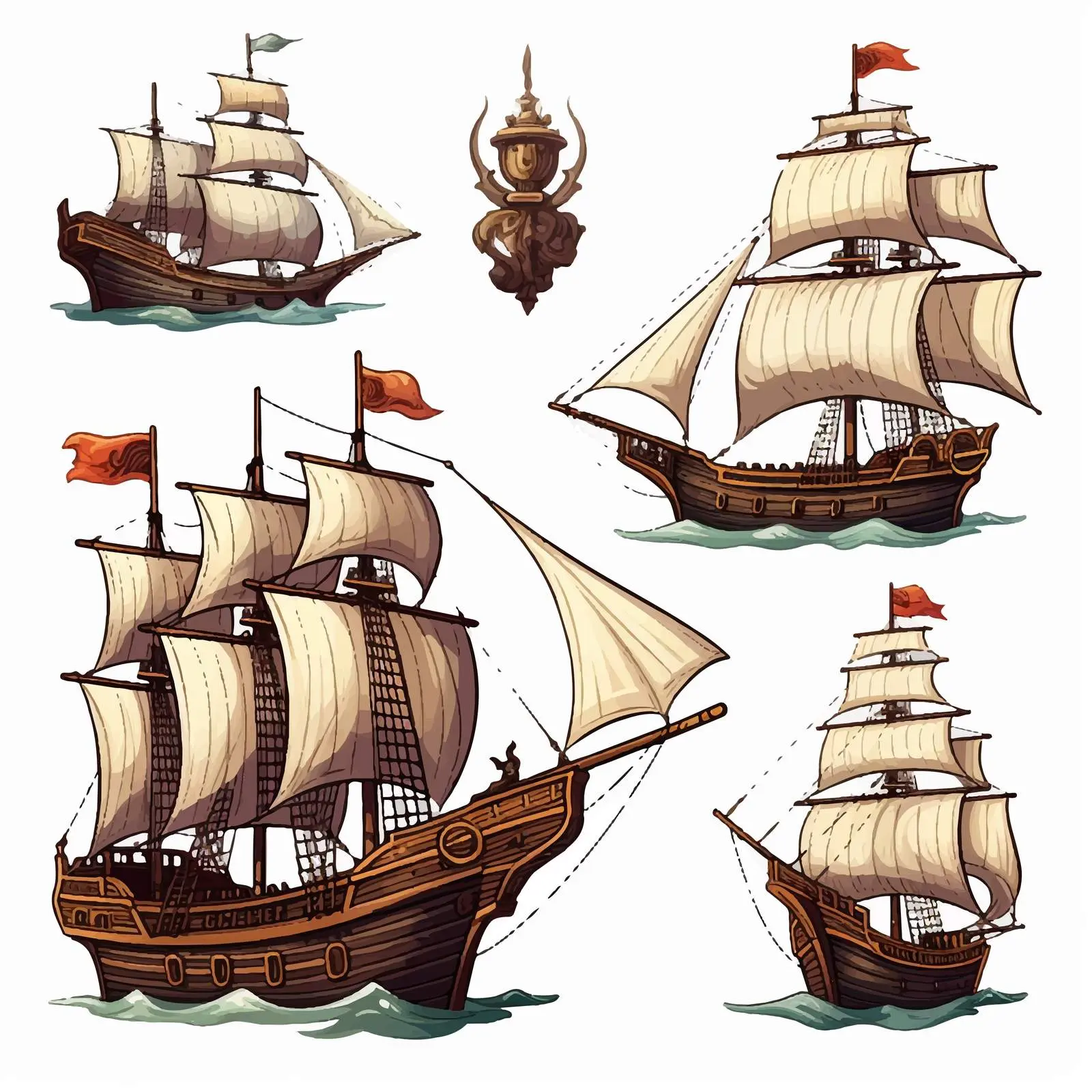 Pirate Themed Vector Illustration with Sails — free download from Dotvec