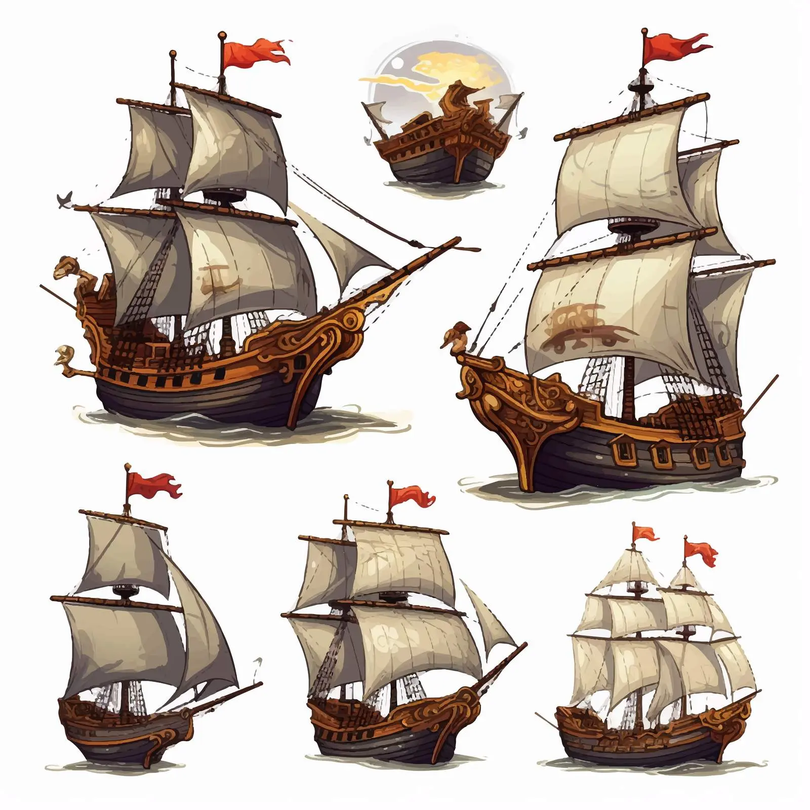 Pirate Themed Vector Illustration with Sails — free download from Dotvec