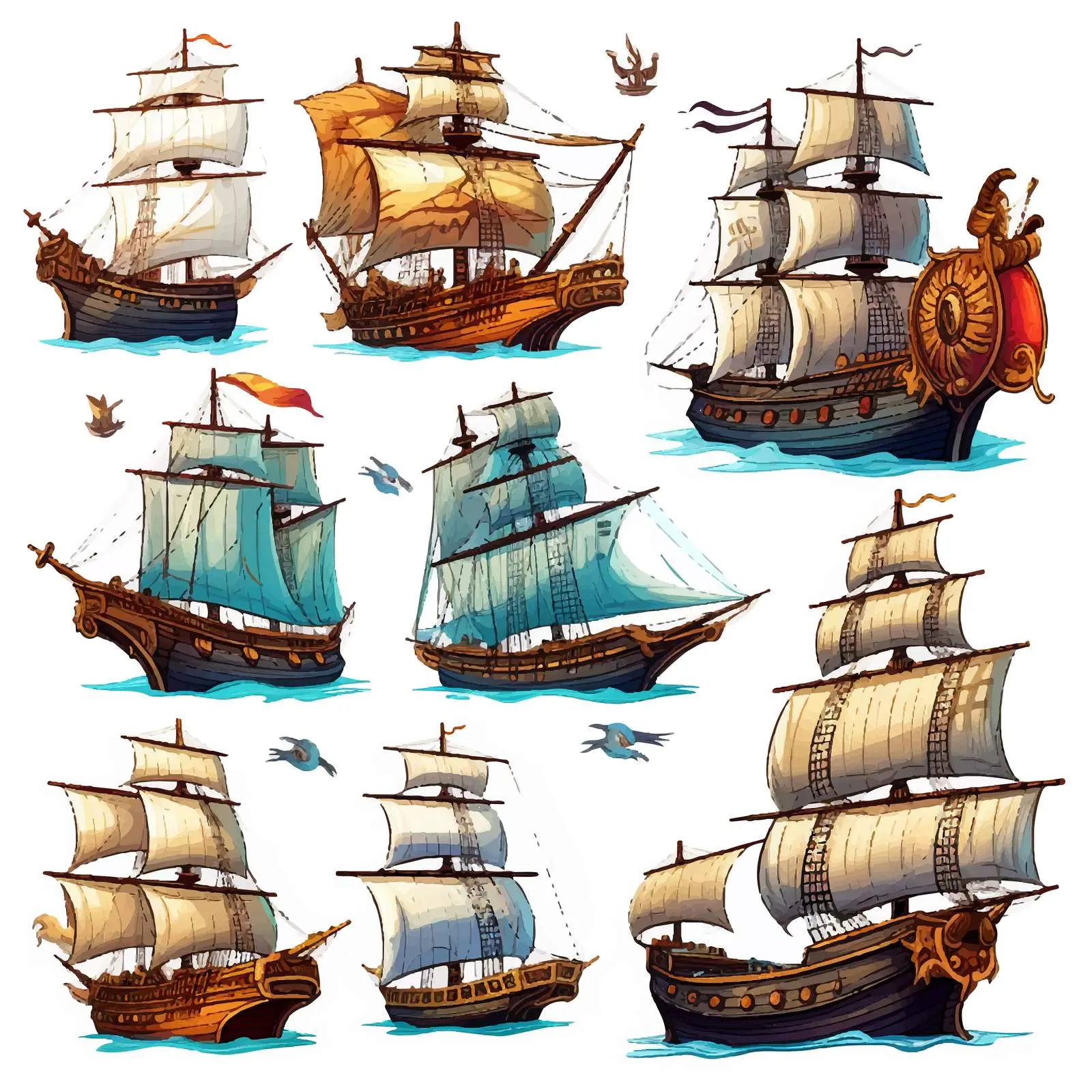 Pirate Themed Vector Illustration with Sails — free download from Dotvec