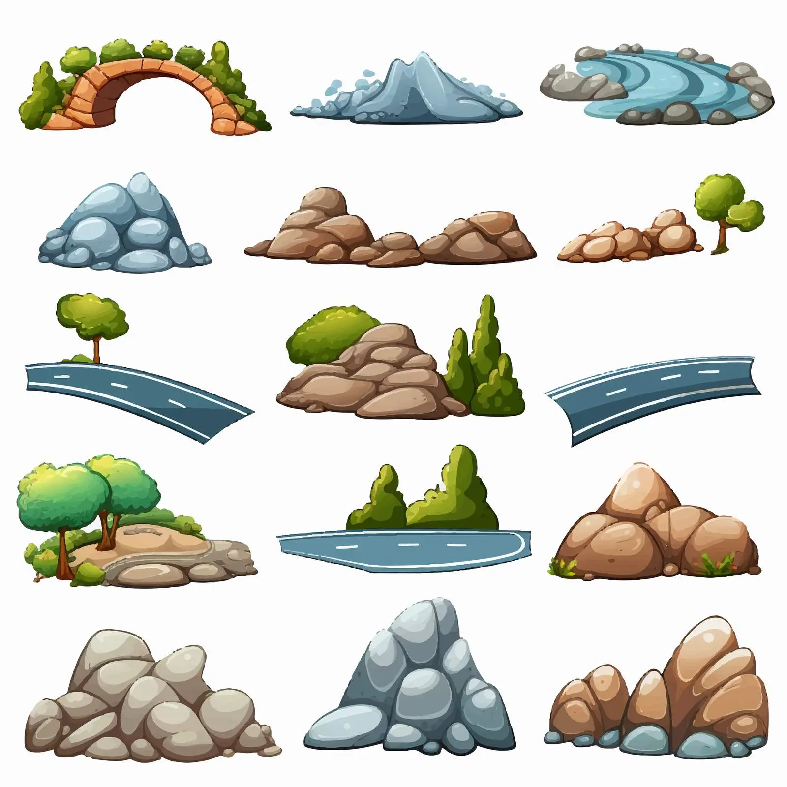 Cartoon Set of Road Illustrations Vector — free download from Dotvec