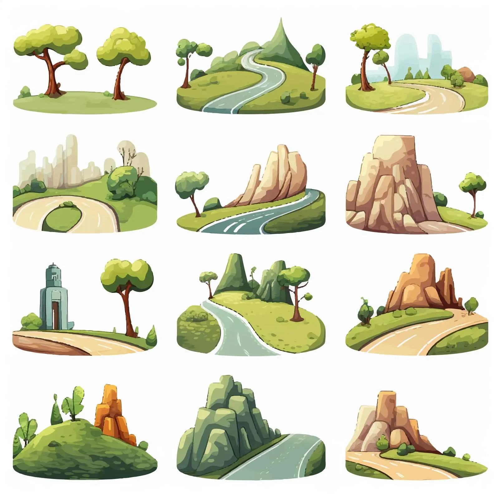 Cartoon Vector Illustration of Road Network — free download from Dotvec