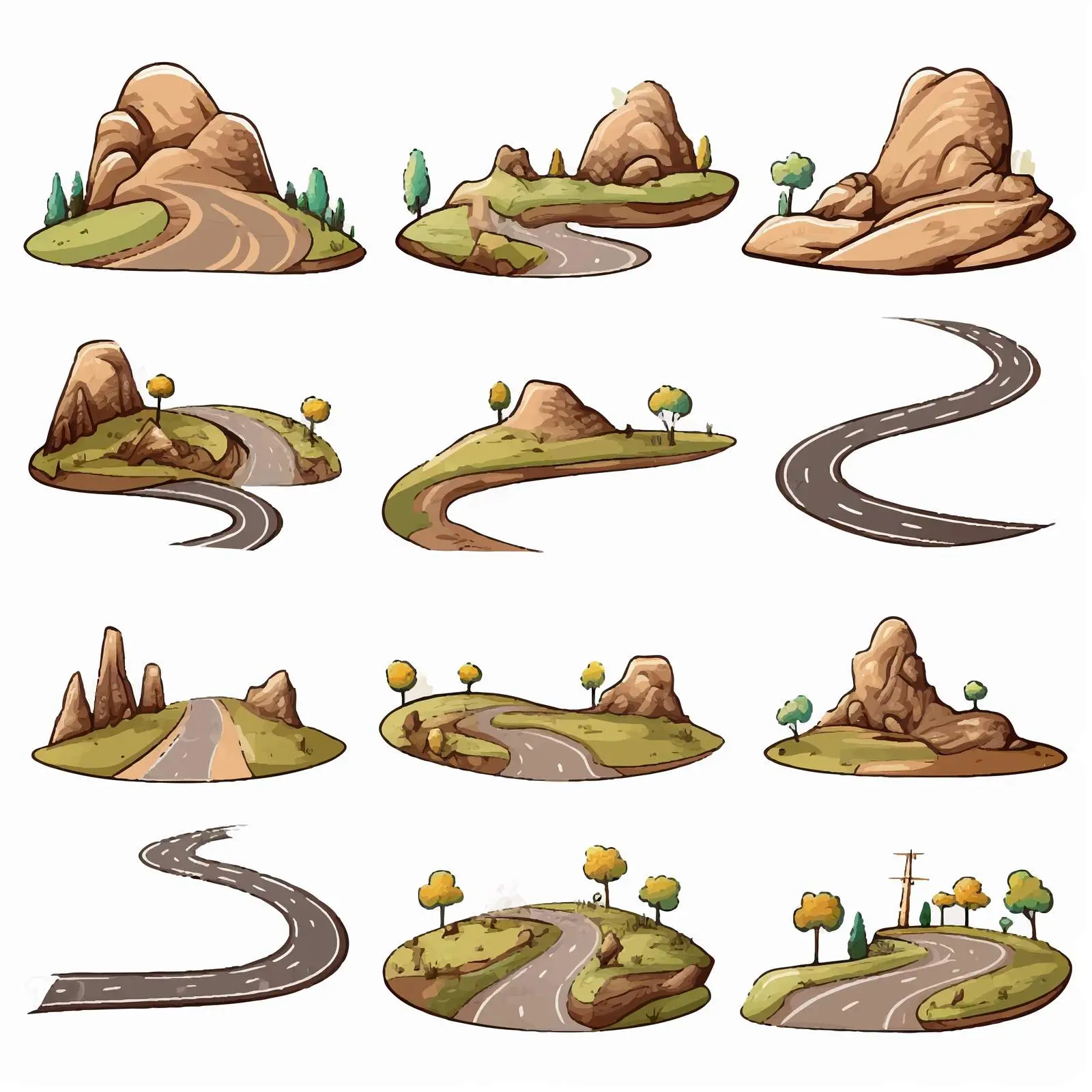 Cartoon Vector Illustration of Road Network — free download from Dotvec