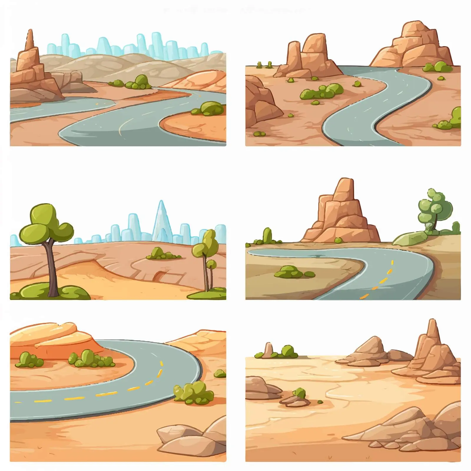 Set of Cartoon Road Illustrations — free download from Dotvec