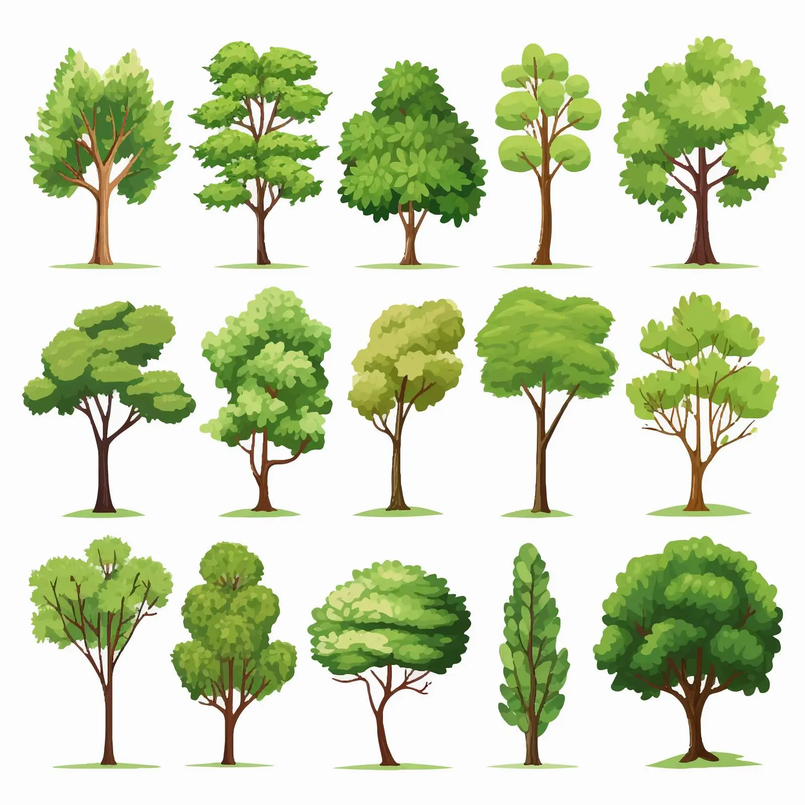 Cartoon Vector Illustration of Trees Set — free download from Dotvec