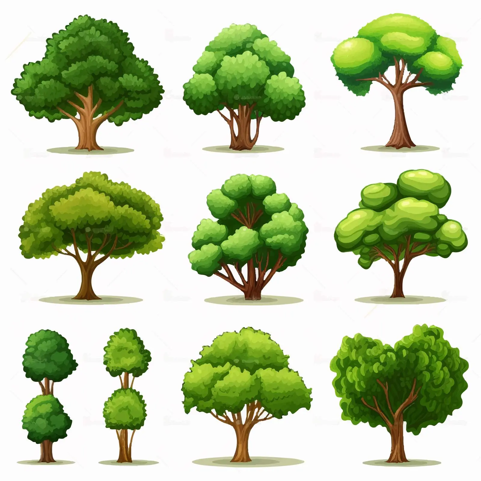Cartoon Set of Trees Vector Illustration — free download from Dotvec