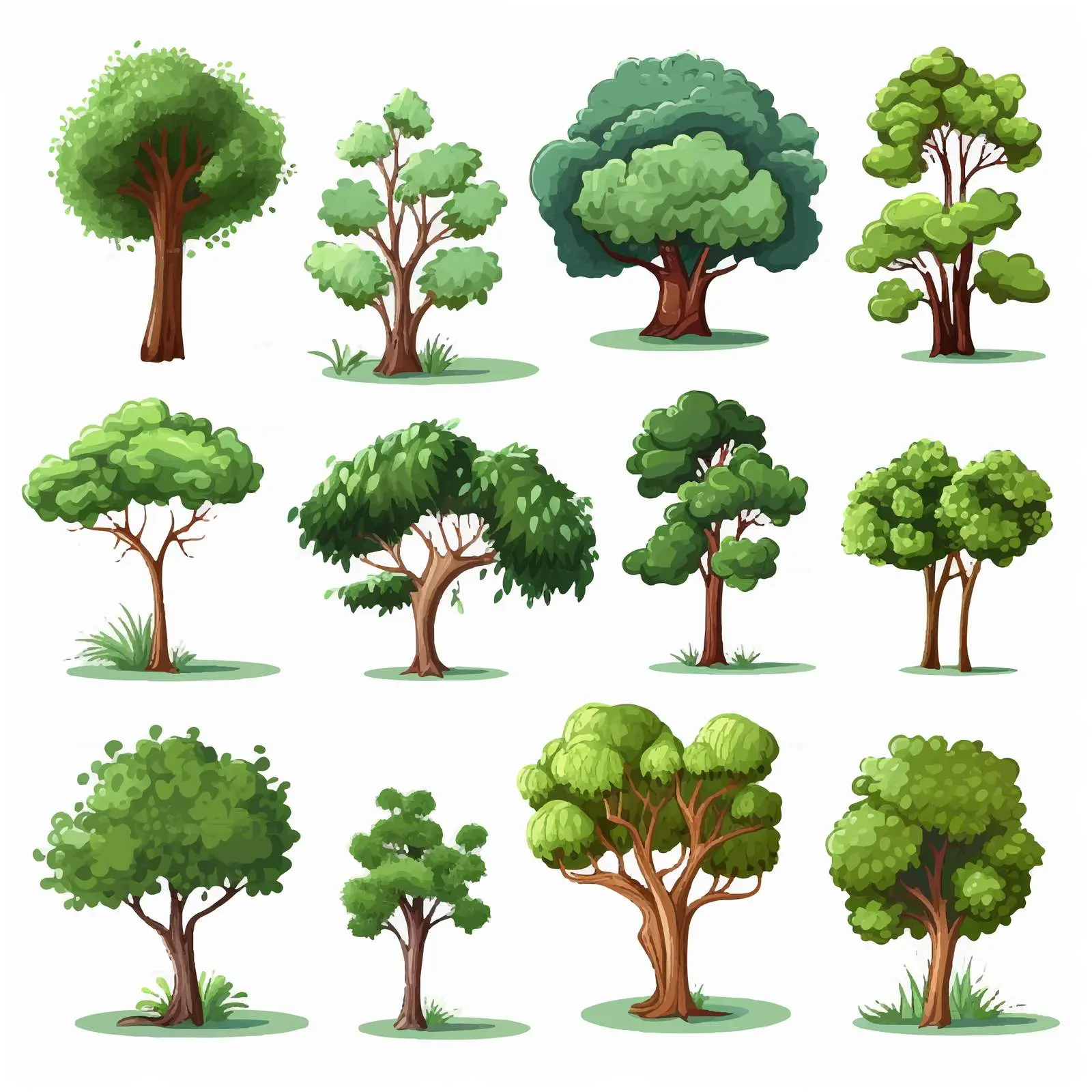 Cartoon Vector Illustration of Trees Set — free download from Dotvec