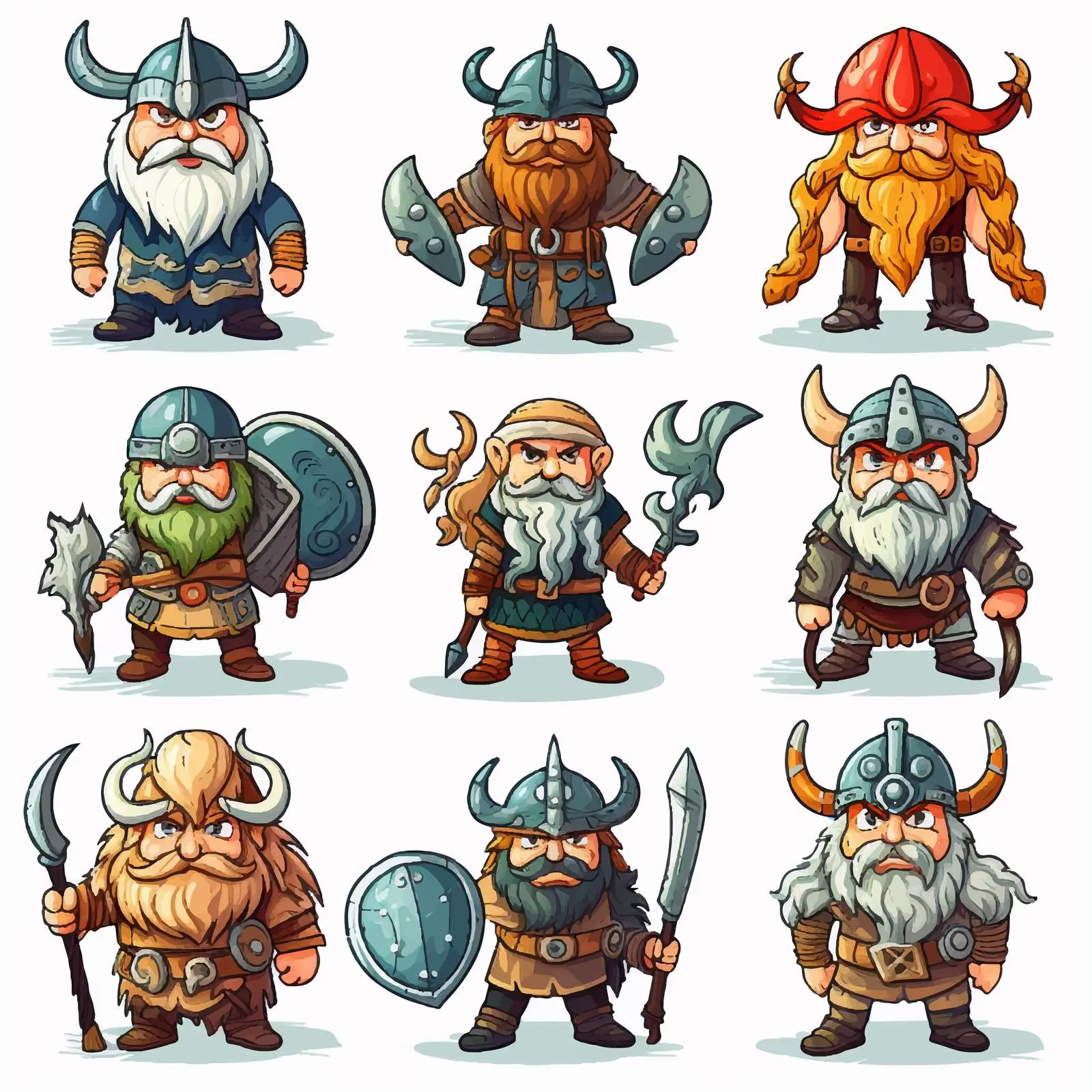 Cartoon Viking Vector Illustration Set — free download from Dotvec