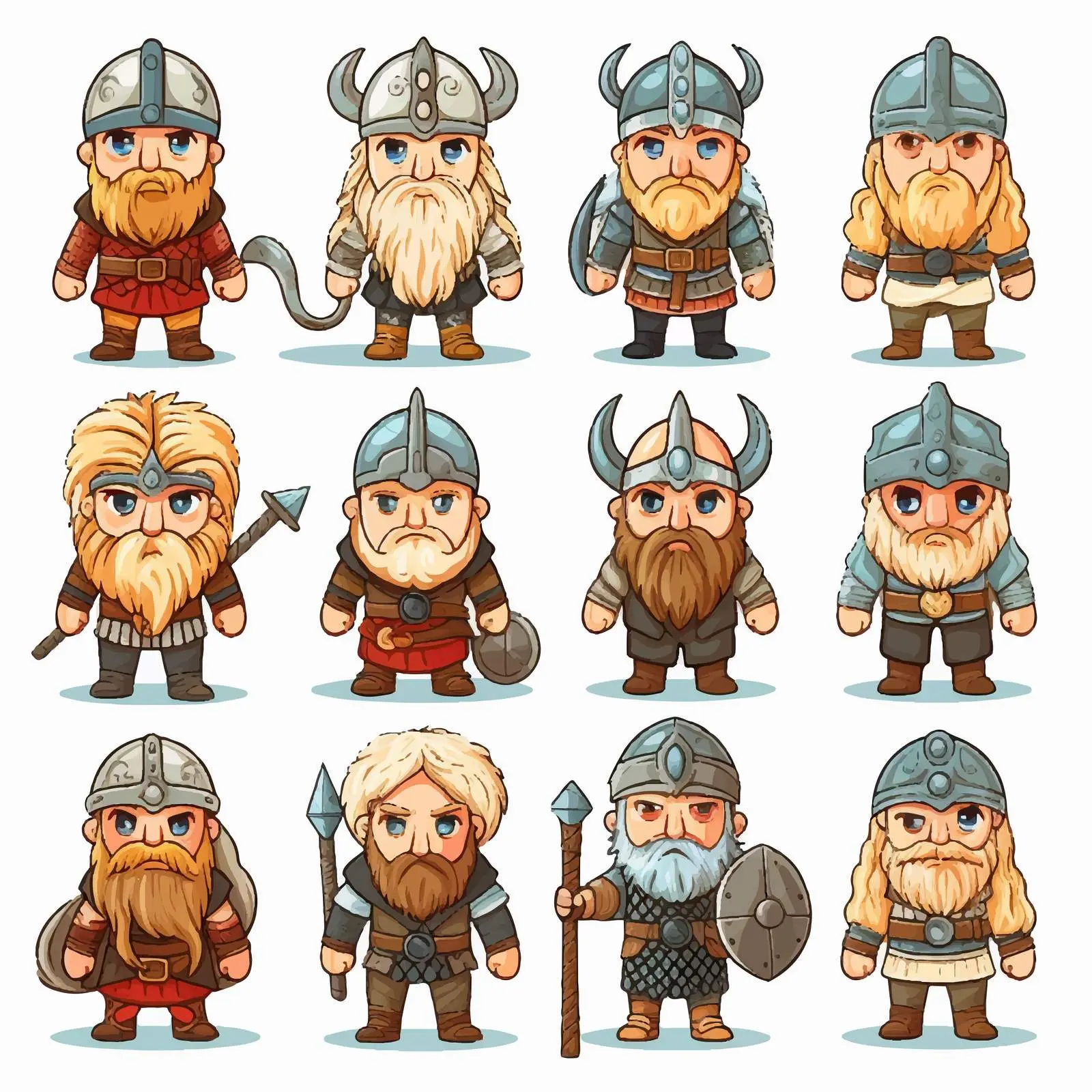 Viking Cartoon Vector Set Illustration — free download from Dotvec