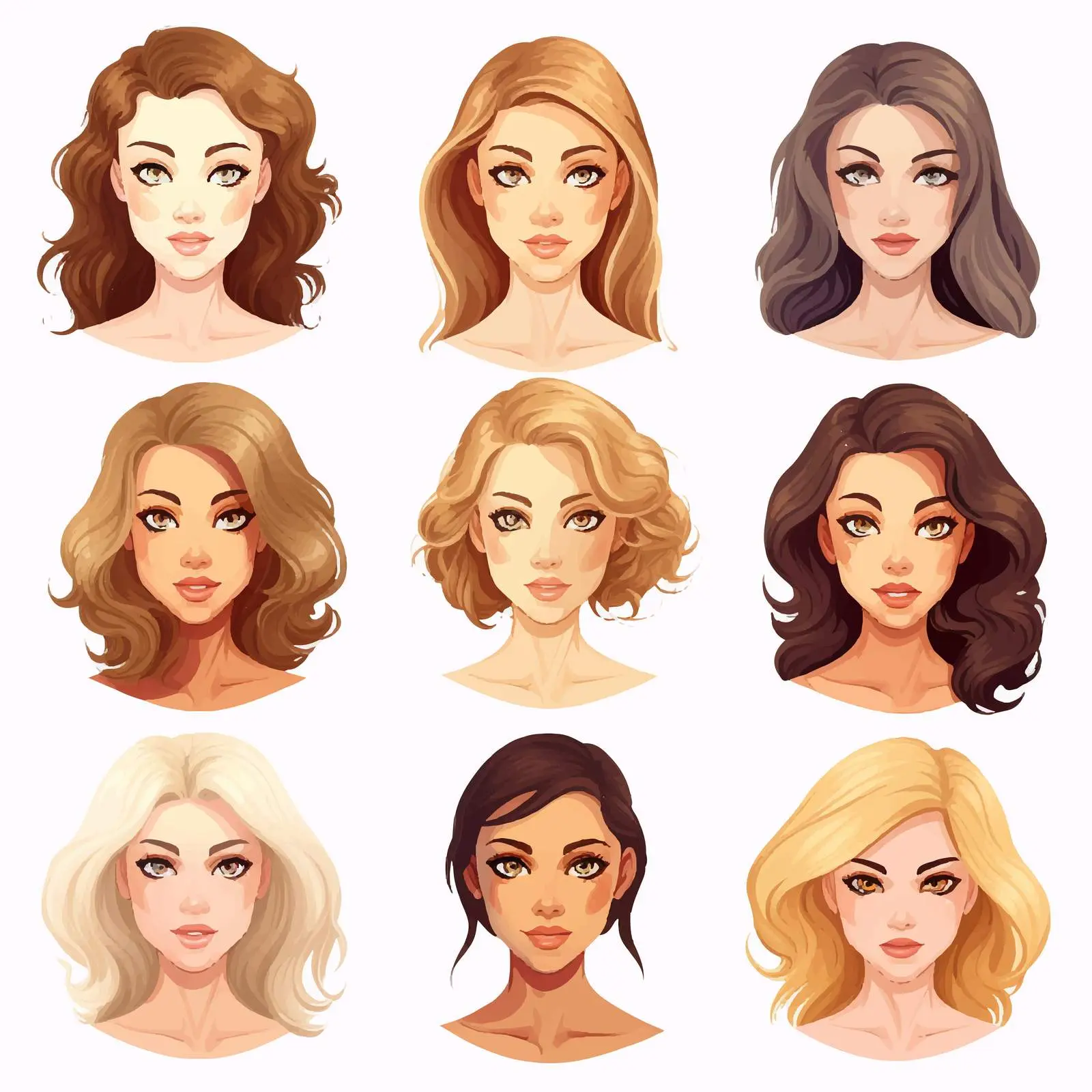 Diverse Cartoon Women Faces Vector Illustration — free download from Dotvec
