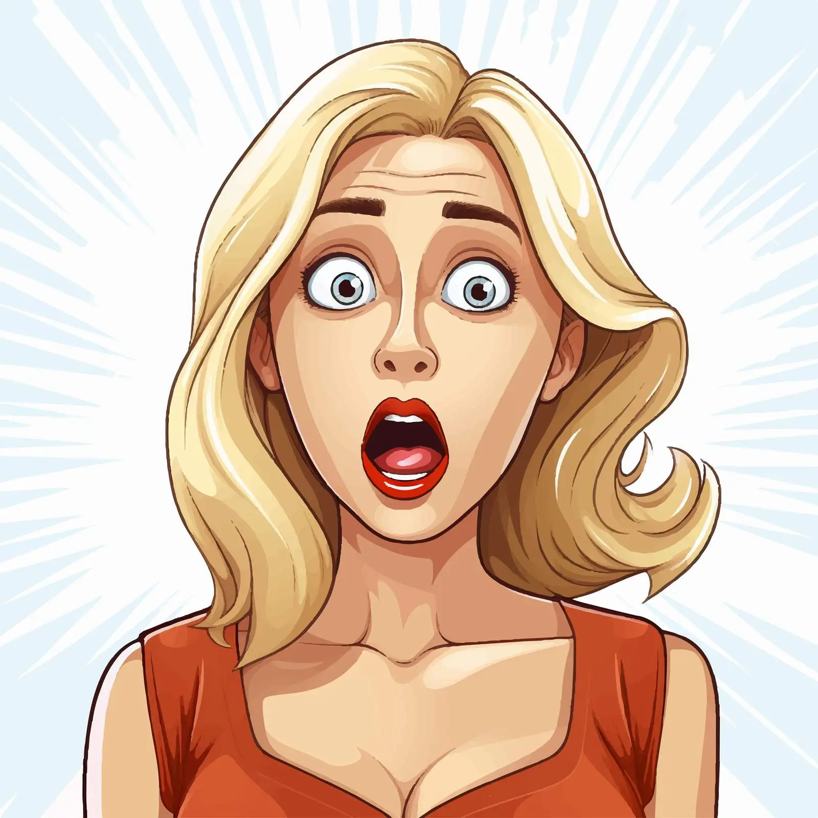 Shocked Woman with Wide Eyes Vector Illustration — free download from Dotvec