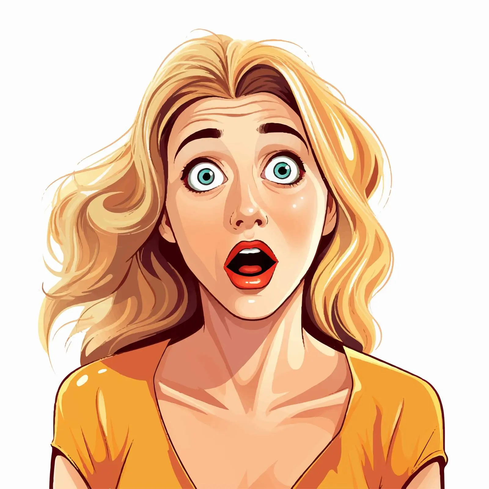 Shocked Woman with Wide Eyes Vector Illustration – free emotive illustration image from Dotvec