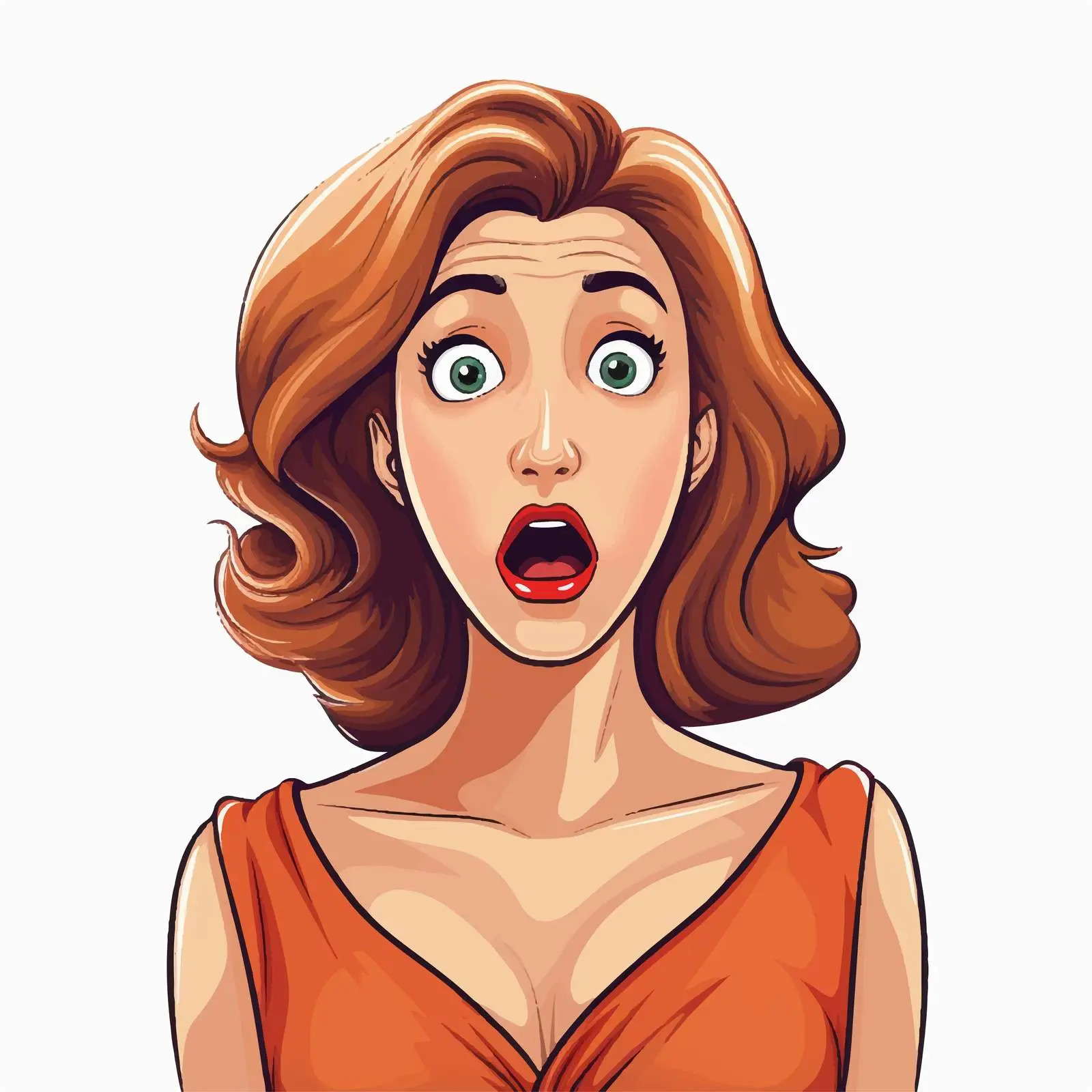 Shocked Woman with Wide Eyes Vector Illustration — free download from Dotvec