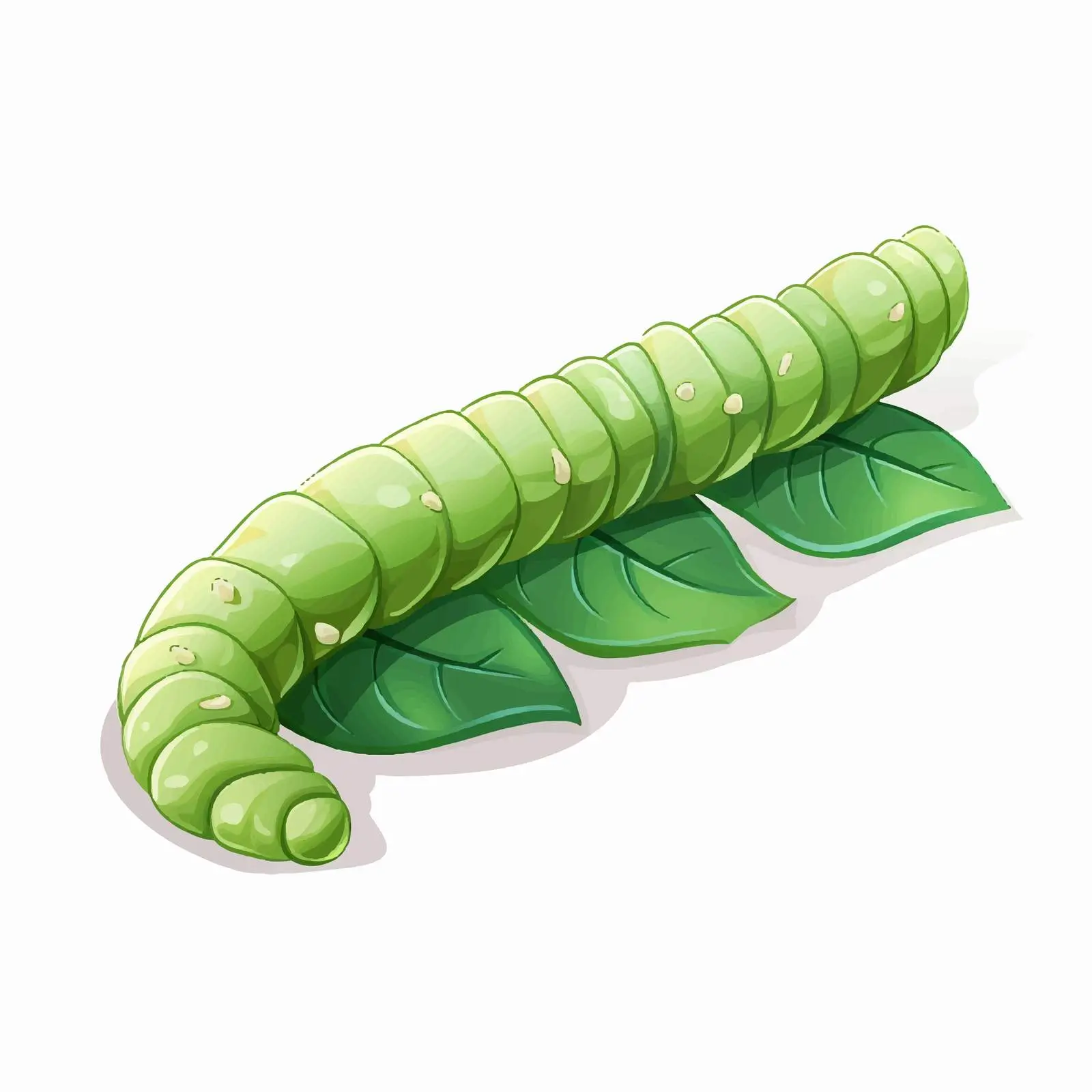 Silkworm Cartoon Vector Illustration on Leaf — free download from Dotvec
