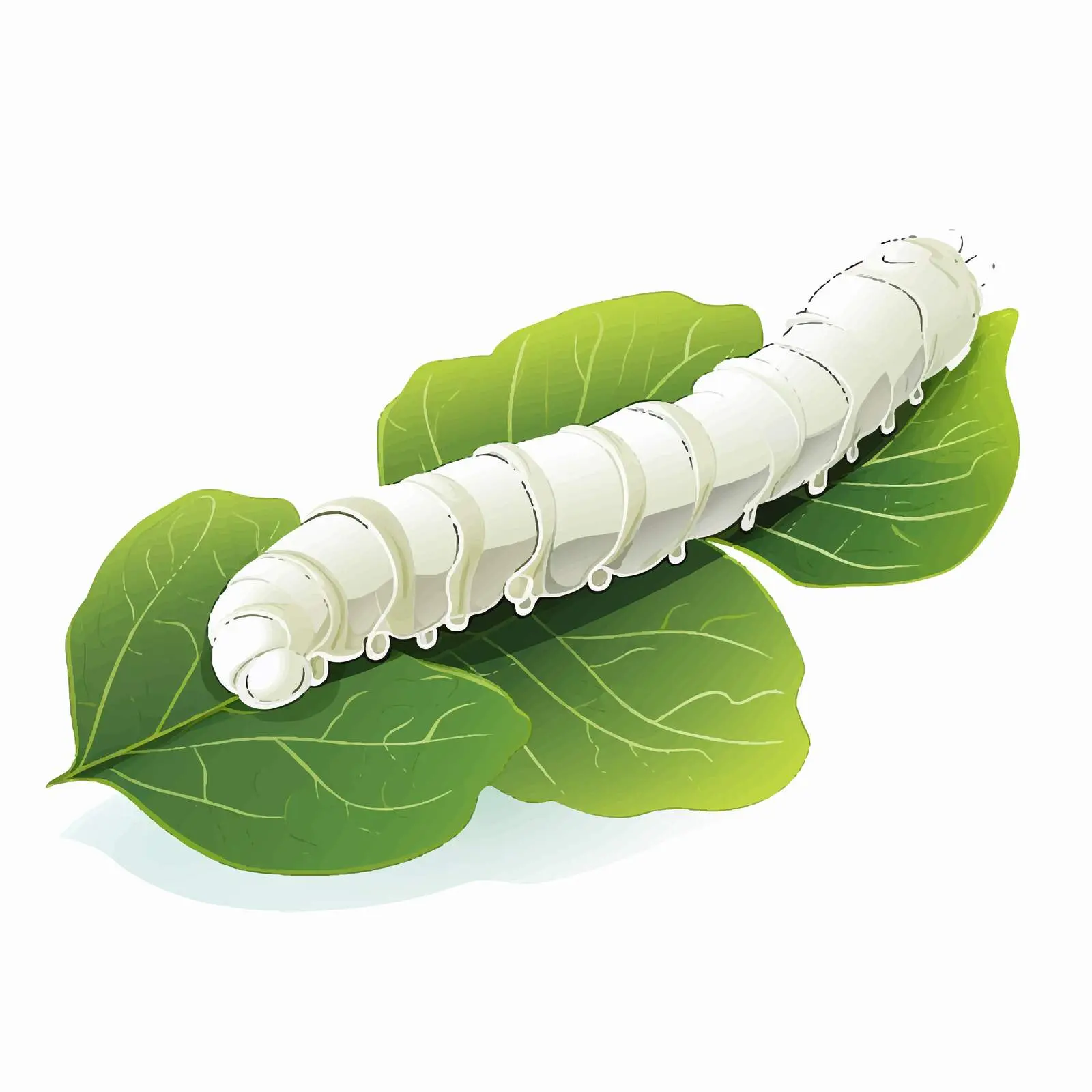 Silkworm Cartoon Illustration on Leaf Vector — free download from Dotvec