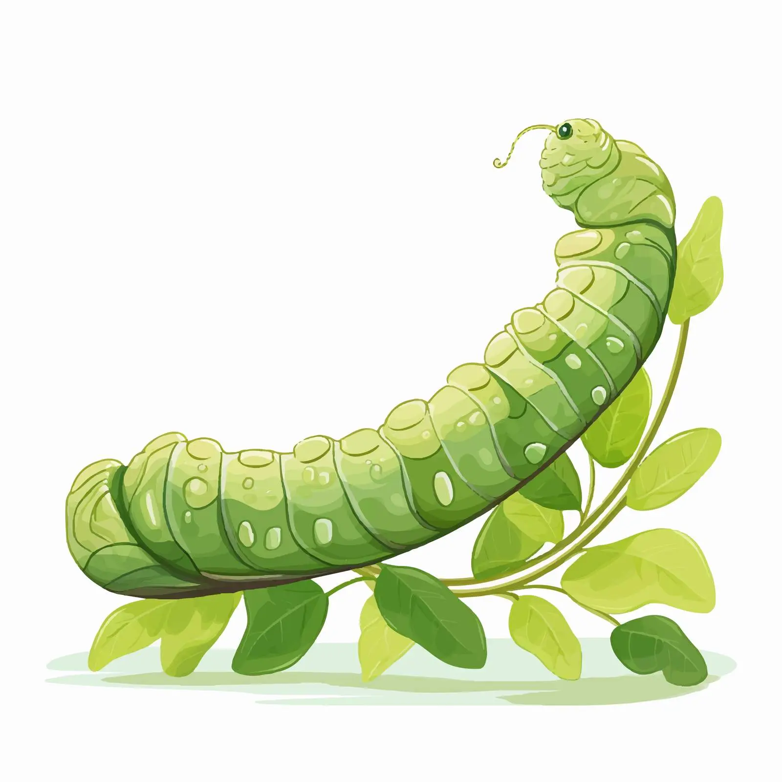 Silkworm Cartoon Vector on Leaf Illustration — free download from Dotvec
