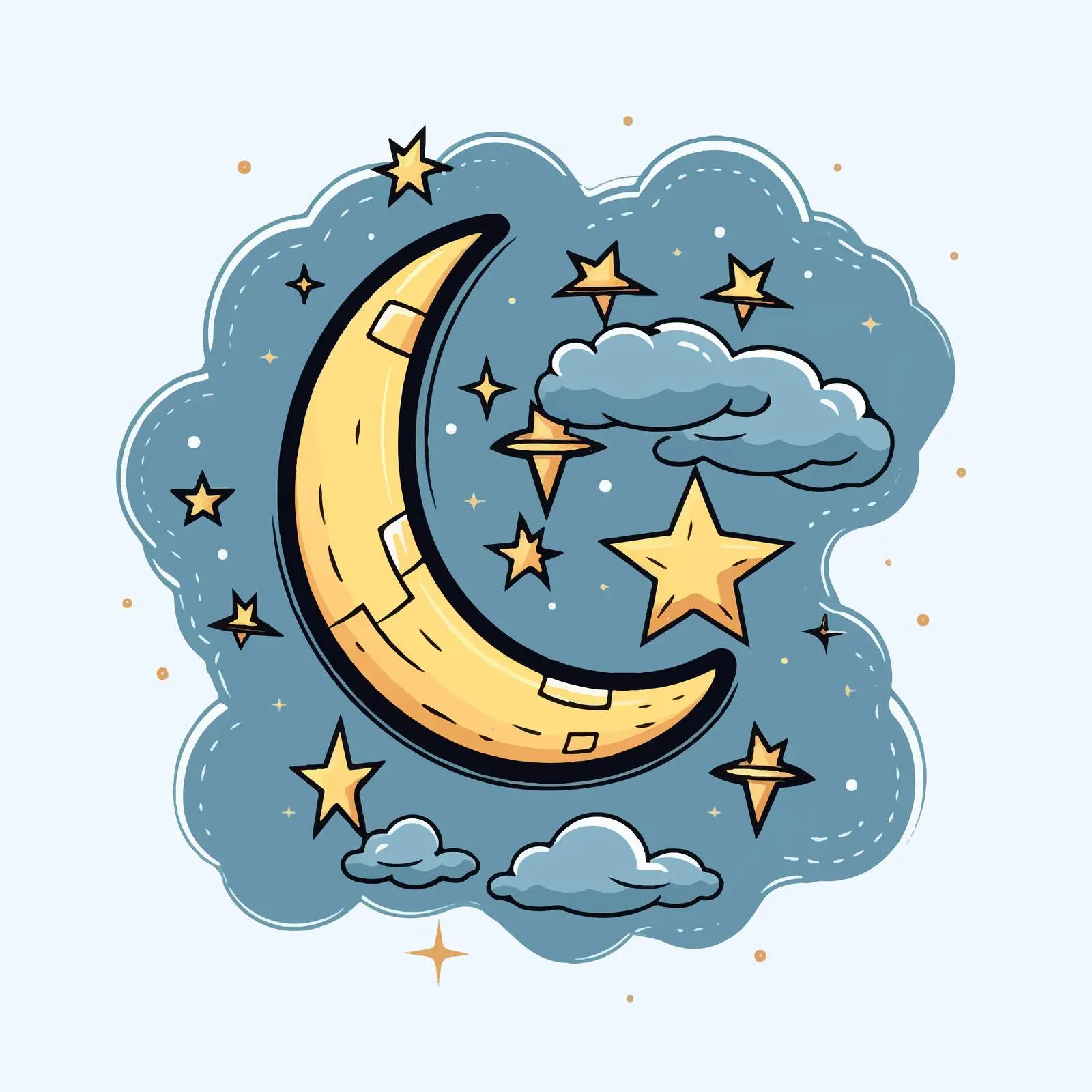 Starry Sky with Moon Vector Illustration — free download from Dotvec