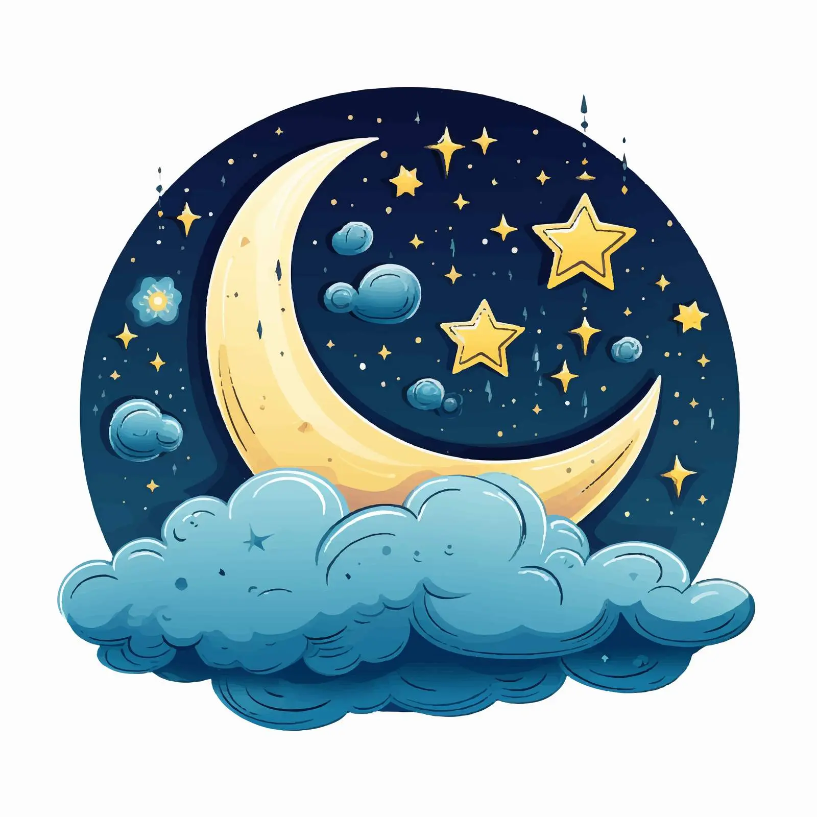Starry Night Sky with Moon Vector Illustration — free download from Dotvec