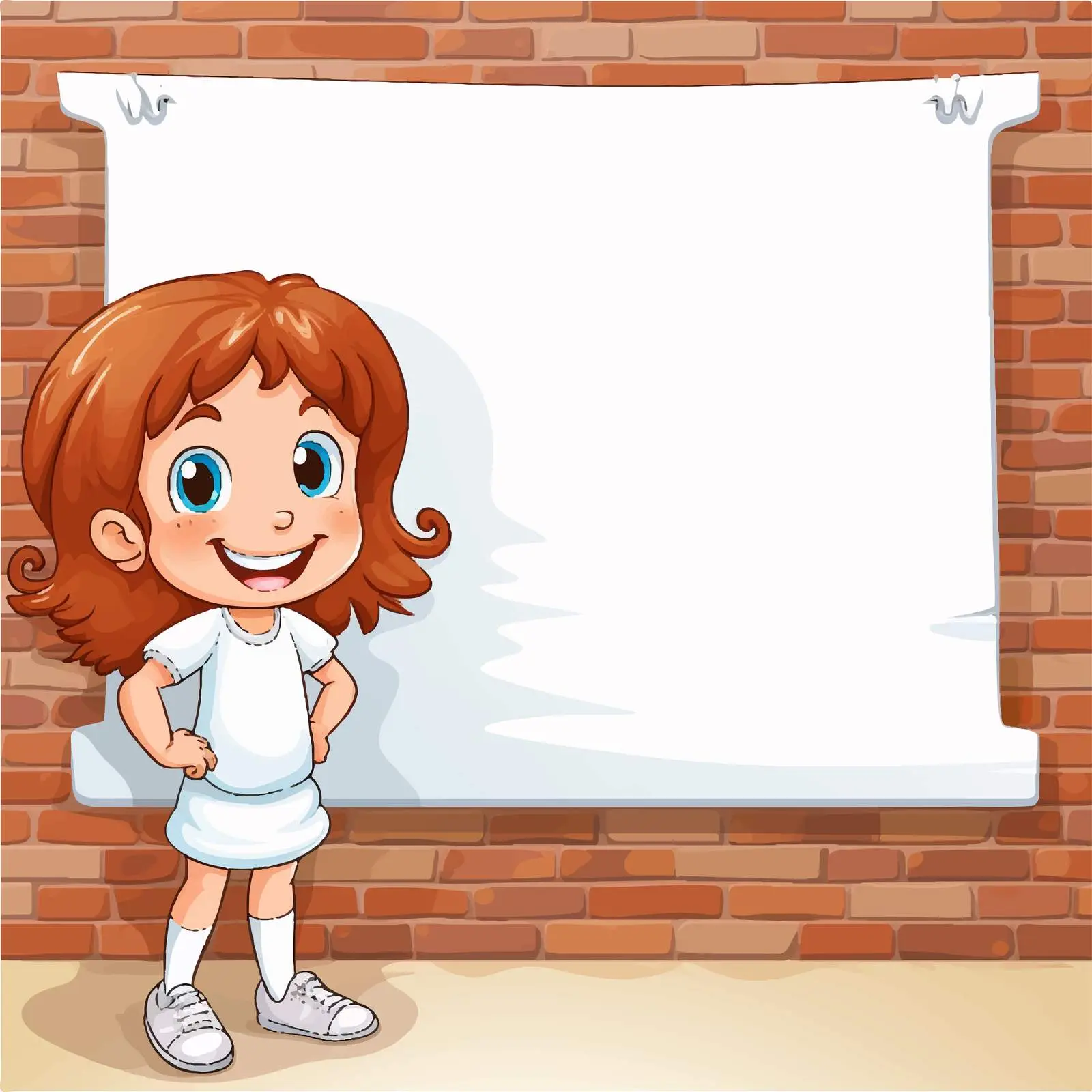 Smiling Girl with Whiteboard Illustration — free download from Dotvec