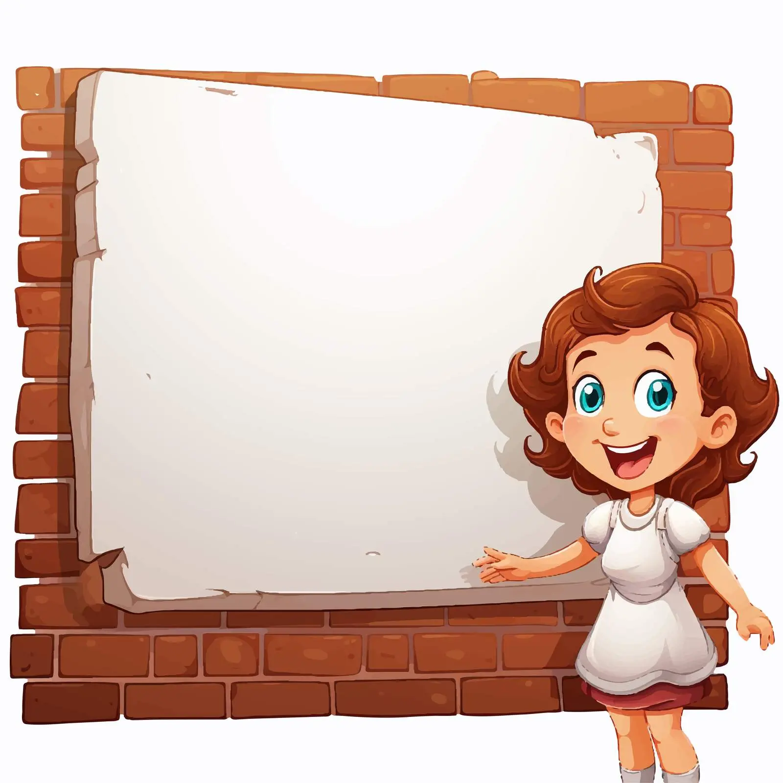 Smiling Girl with Whiteboard on Brick Wall — free download from Dotvec