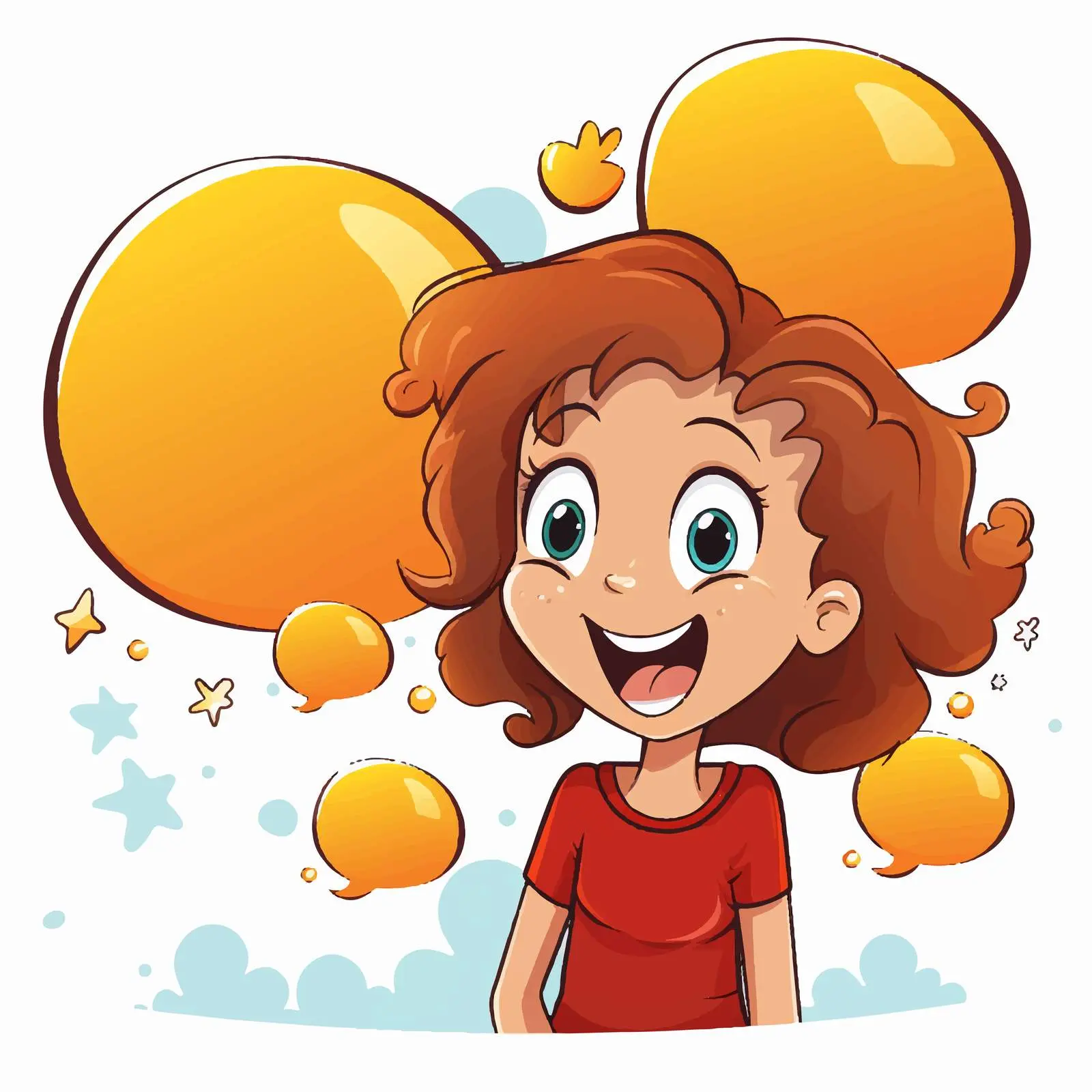 Smiling Girl with Speech Bubbles Illustration — free download from Dotvec