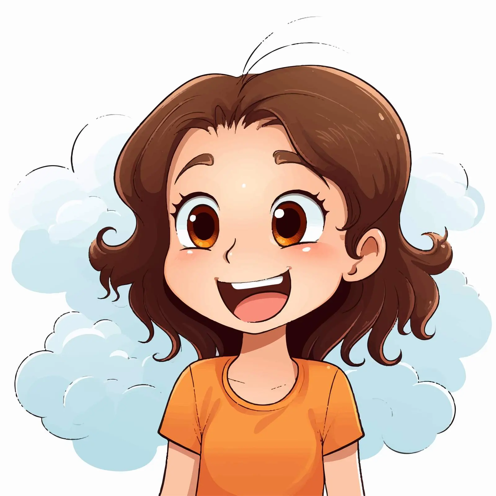 Smiling Girl with Speech Bubbles Illustration — free download from Dotvec