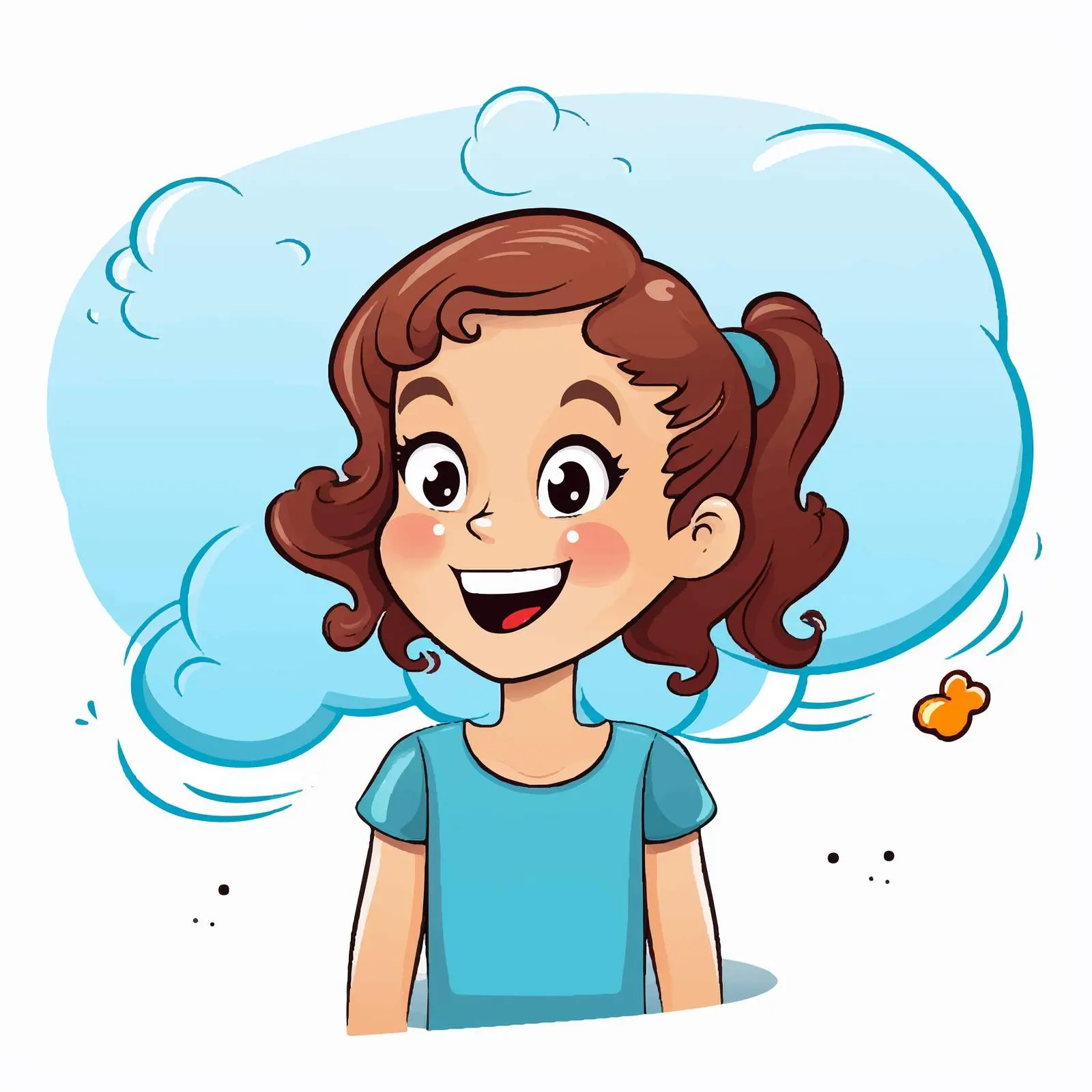 Smiling Girl with Speech Bubbles Vector Illustration — free download from Dotvec