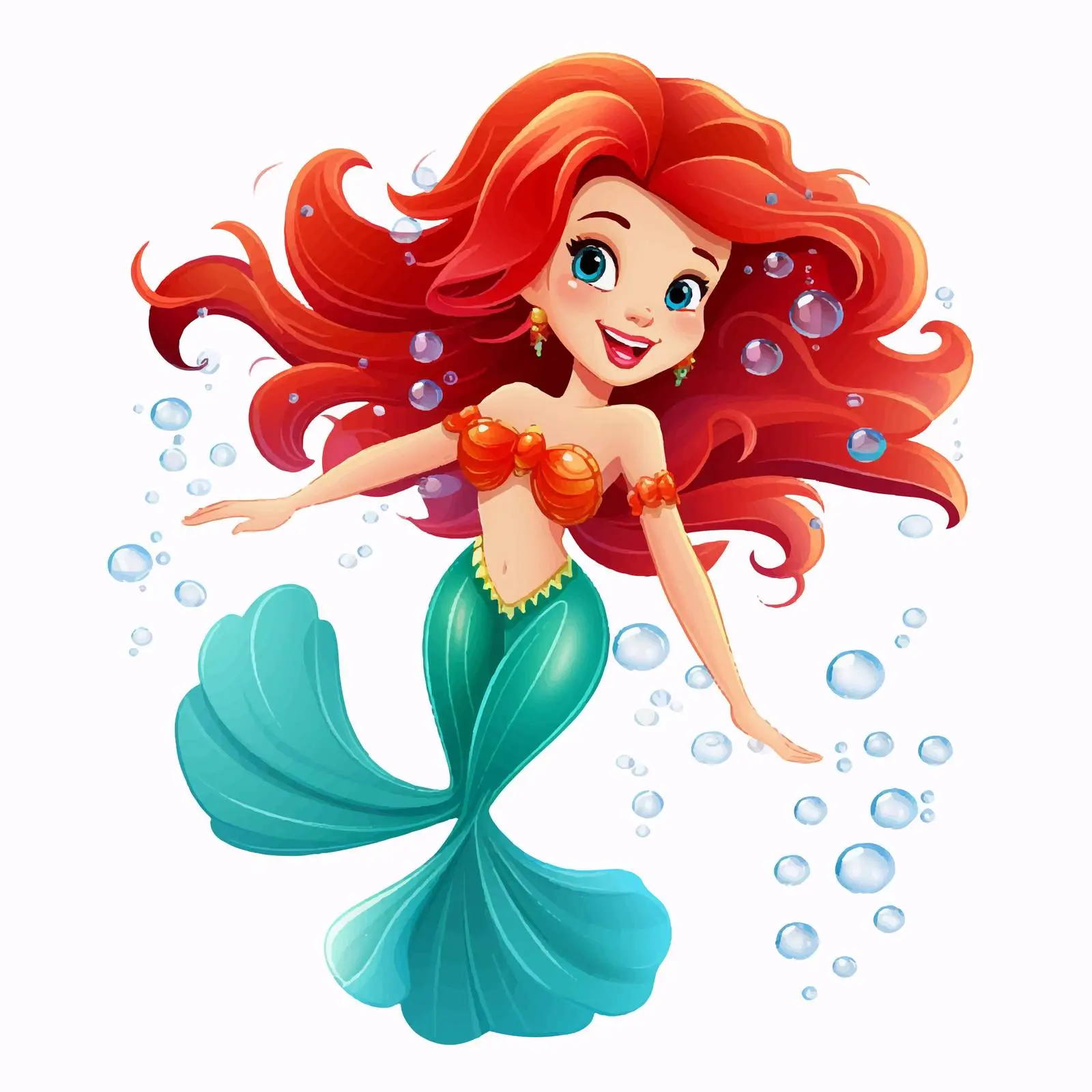 Smiling Mermaid Illustration on White Background — free download from Dotvec