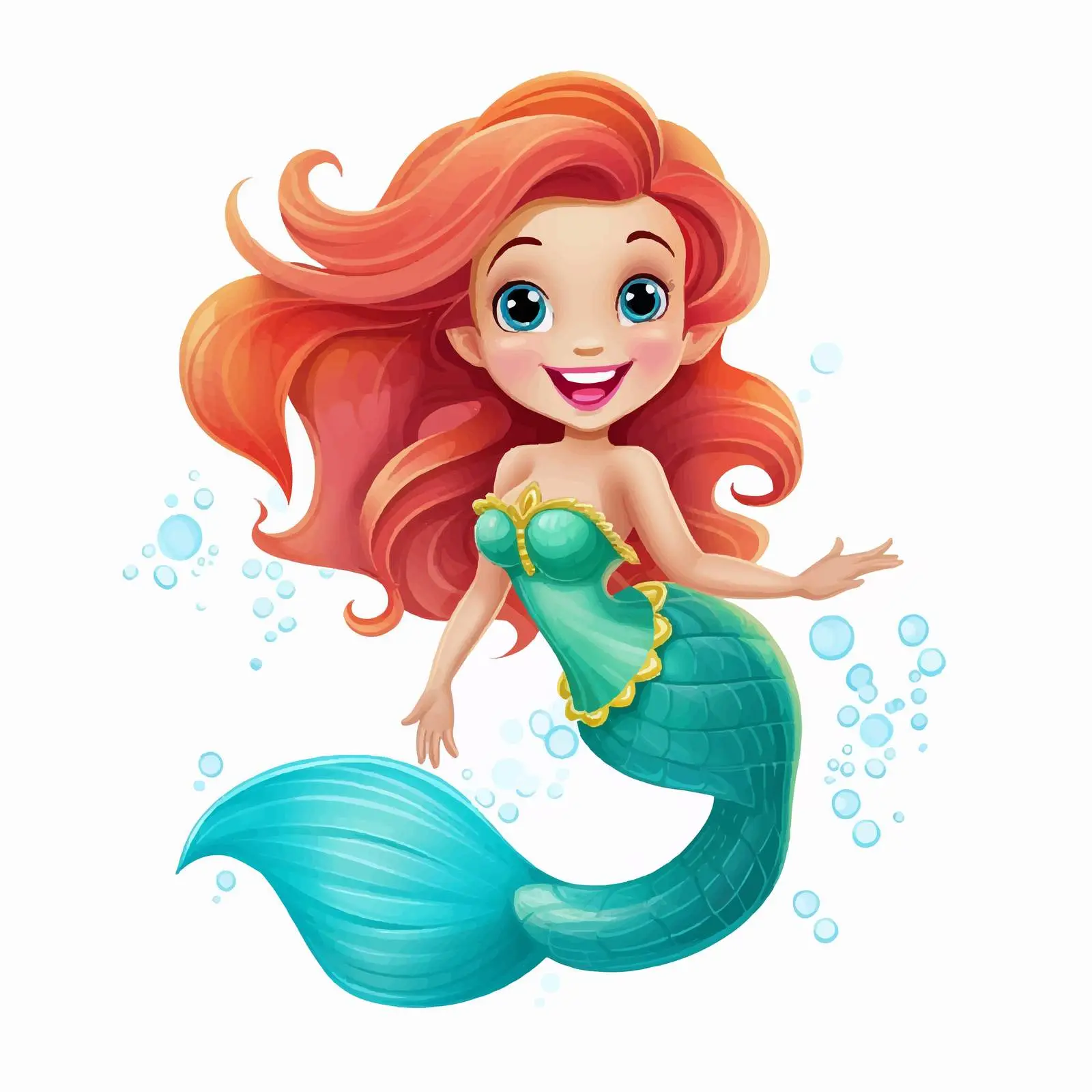 Smiling Mermaid Illustration on White Background — free download from Dotvec