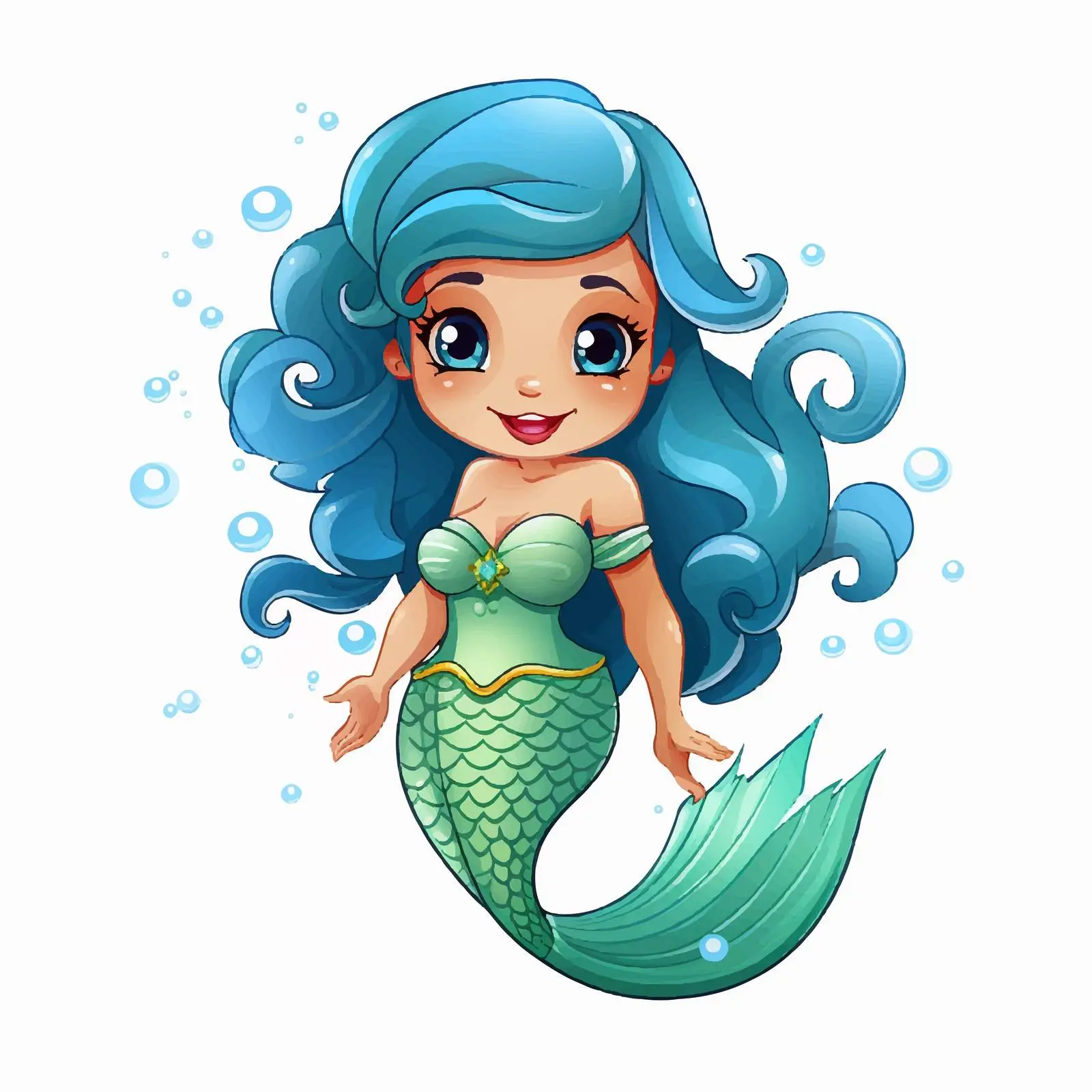 Smiling Mermaid Illustration on White Background — free download from Dotvec