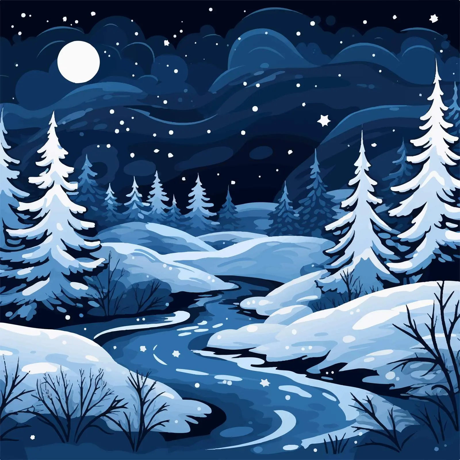 Snowfall Over Beautiful Nature at Night – free dusk image from Dotvec