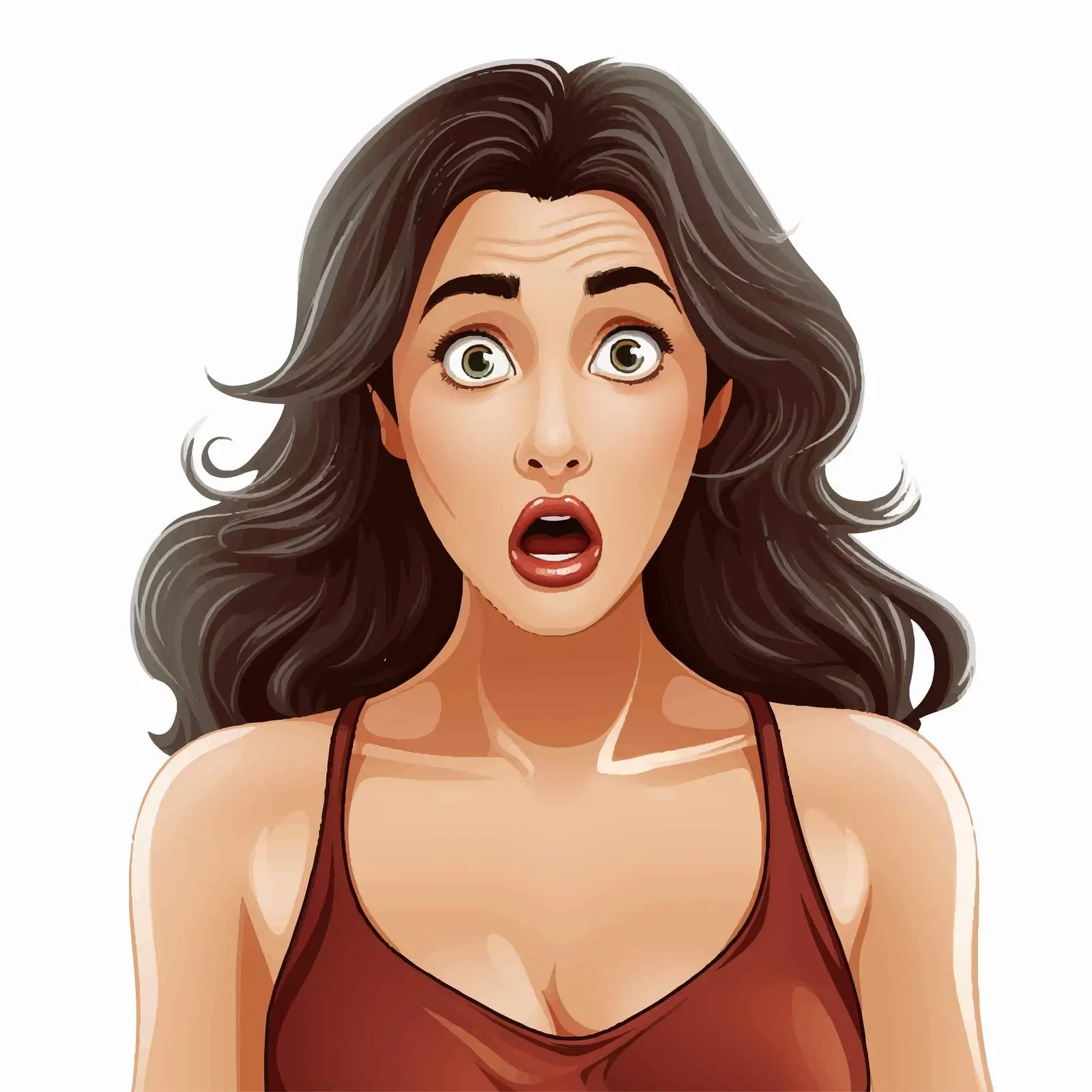 Surprised Woman with Dark Hair Vector Illustration — free download from Dotvec