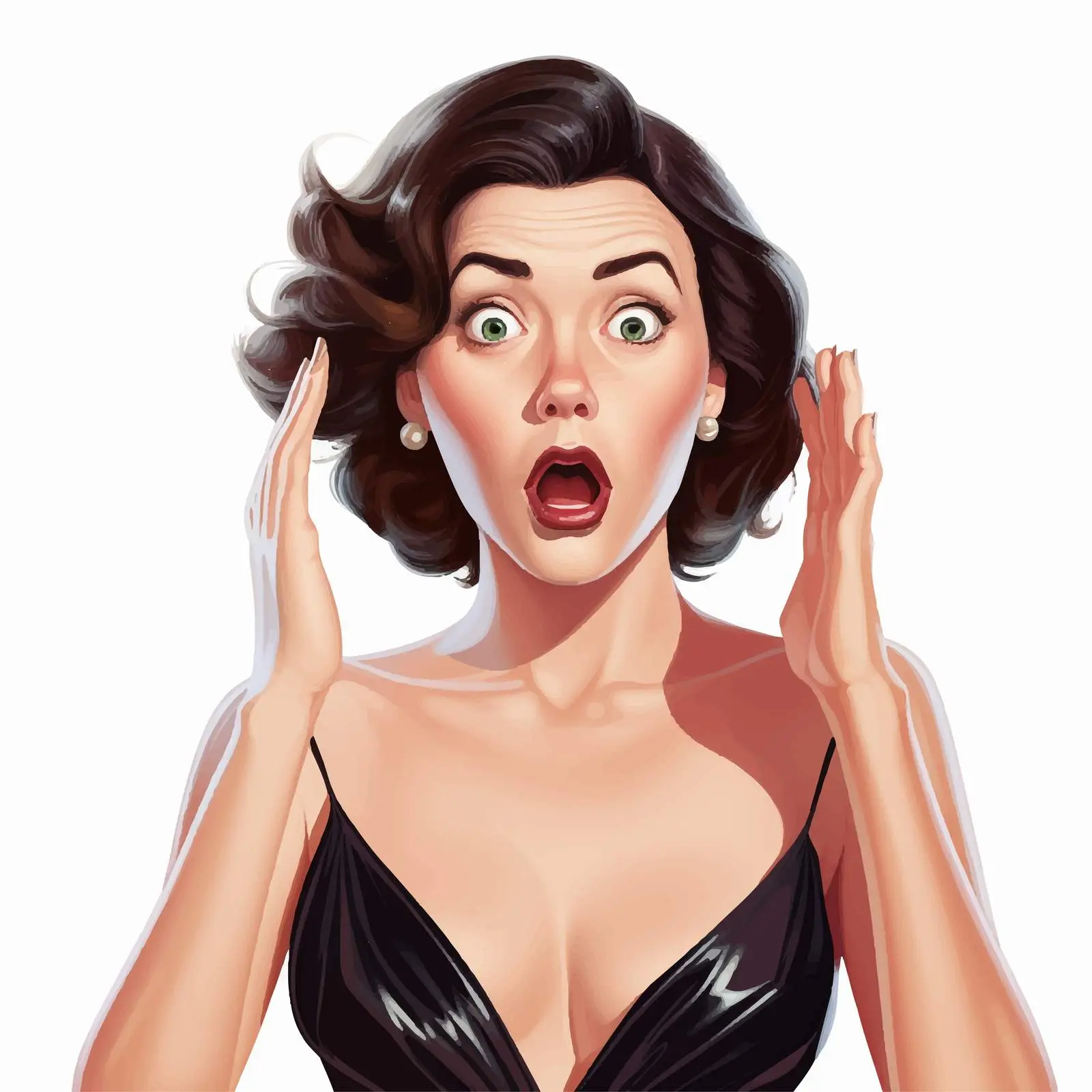 Surprised Woman with Dark Hair Vector Illustration — free download from Dotvec
