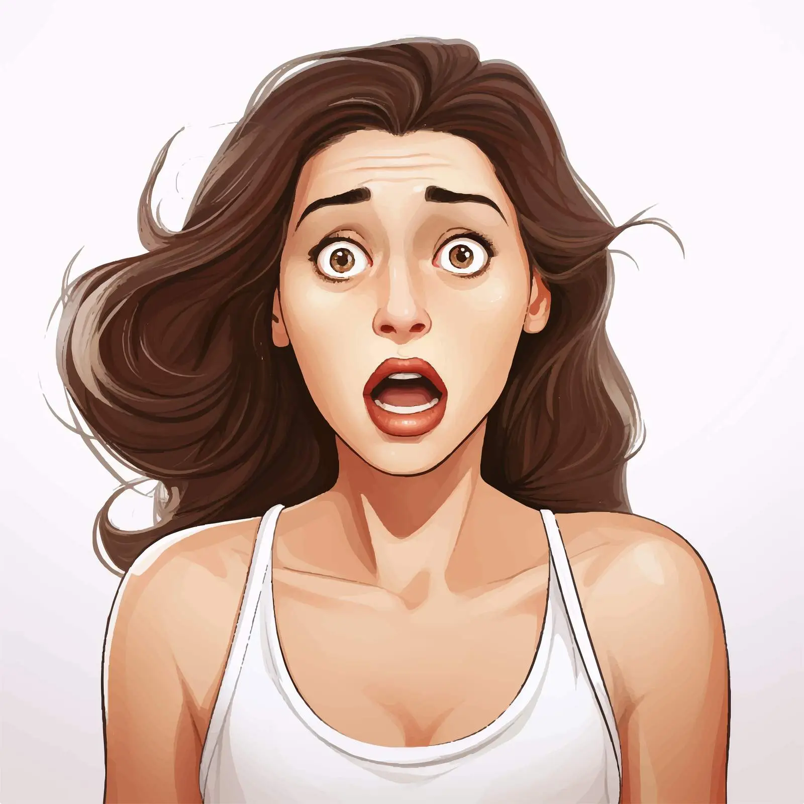 Surprised Woman Illustration with Dark Hair — free download from Dotvec