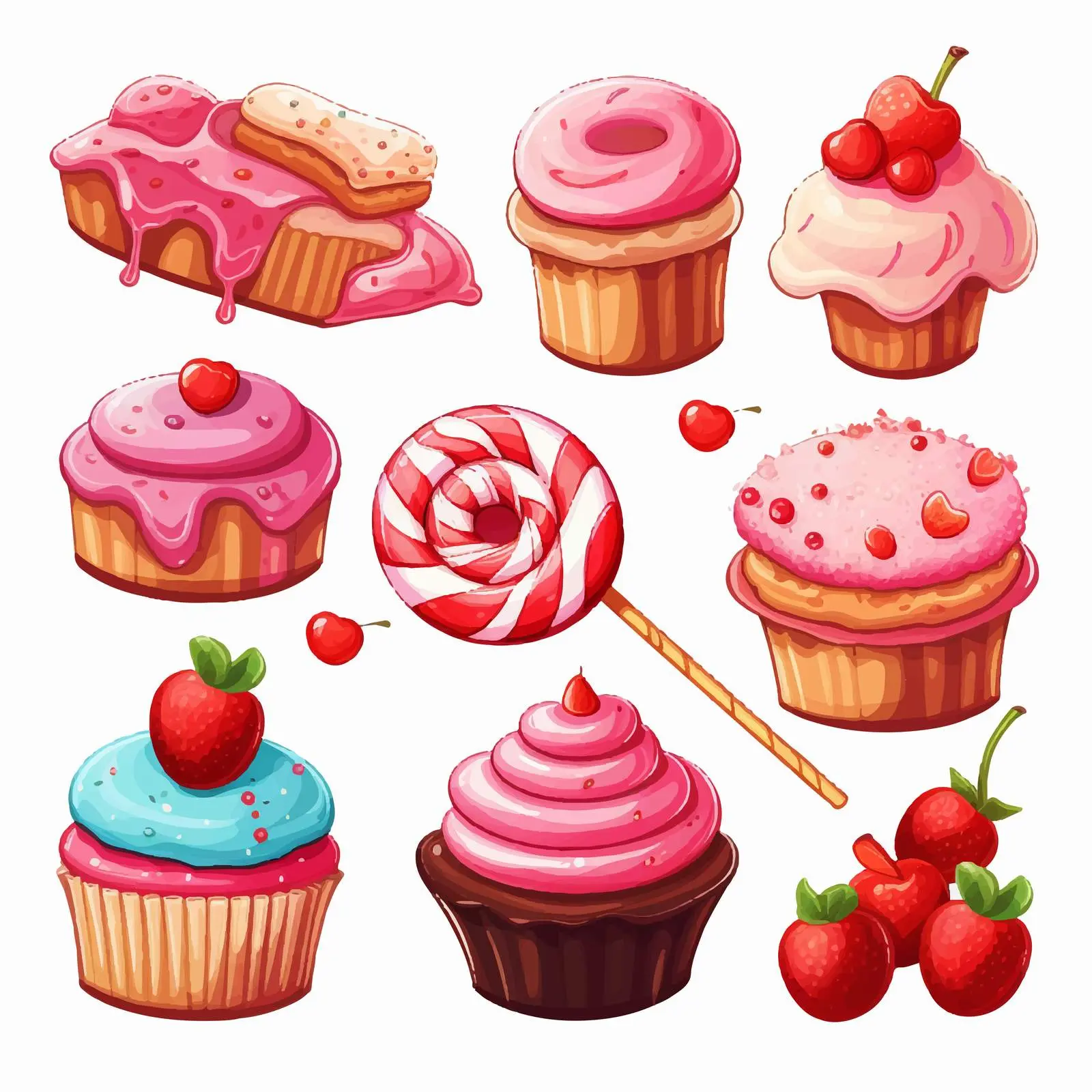 Colorful Sweets on White Background Vector Art — free download from Dotvec