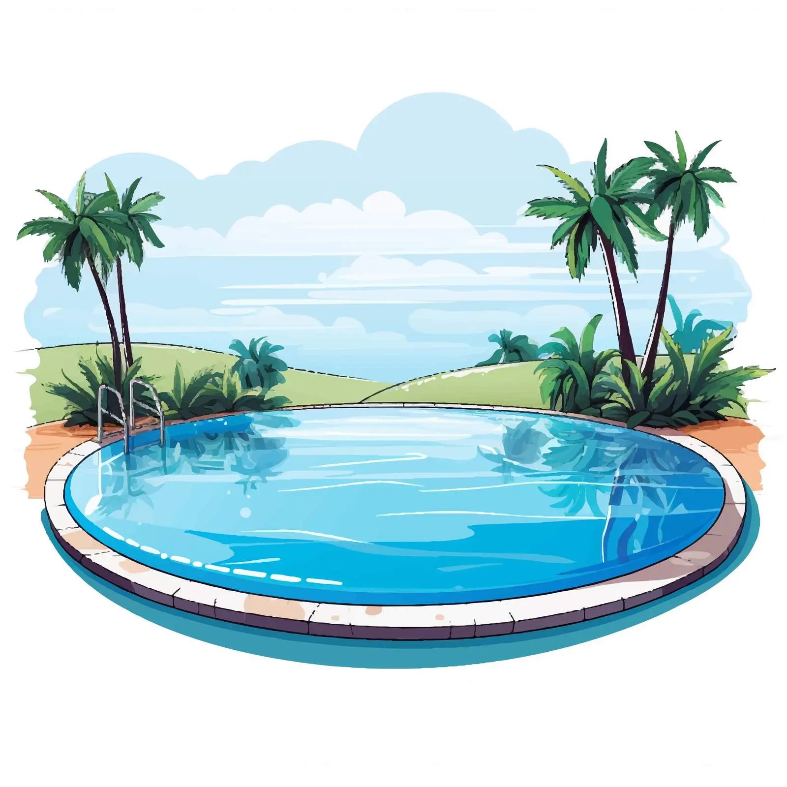 Swimming Pool Illustration on White Background — free download from Dotvec