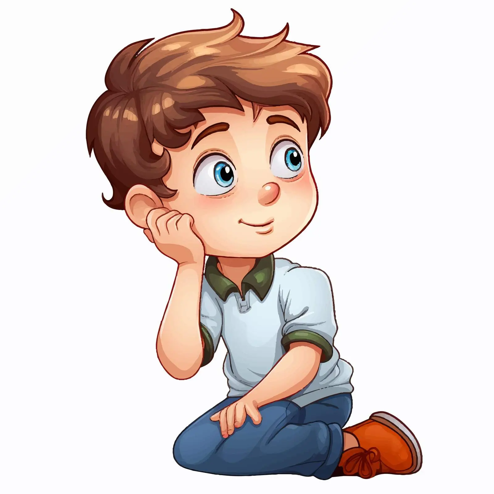 Thinking Boy Illustration on White Background — free download from Dotvec