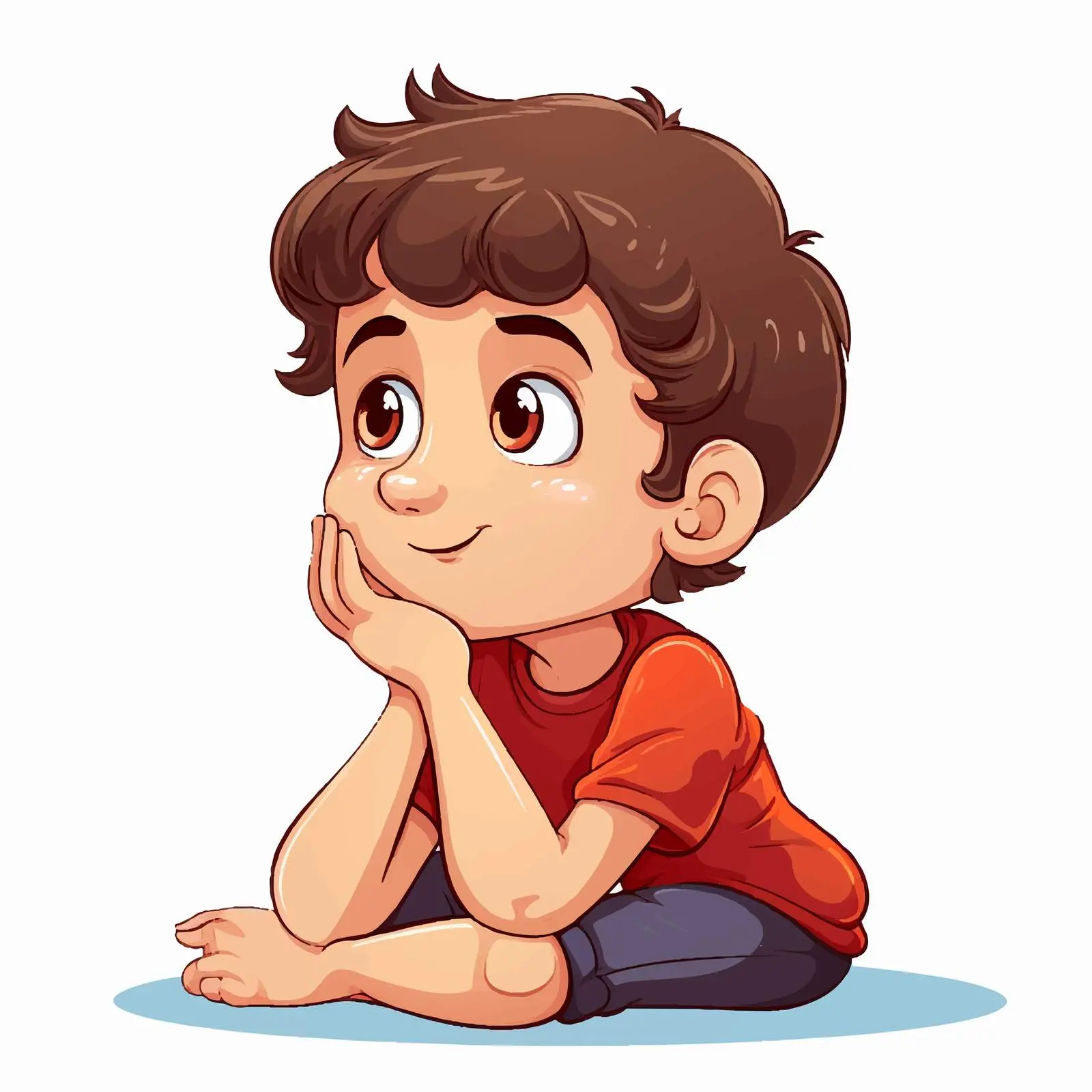 Thinking Boy Vector Illustration on White Background — free download from Dotvec