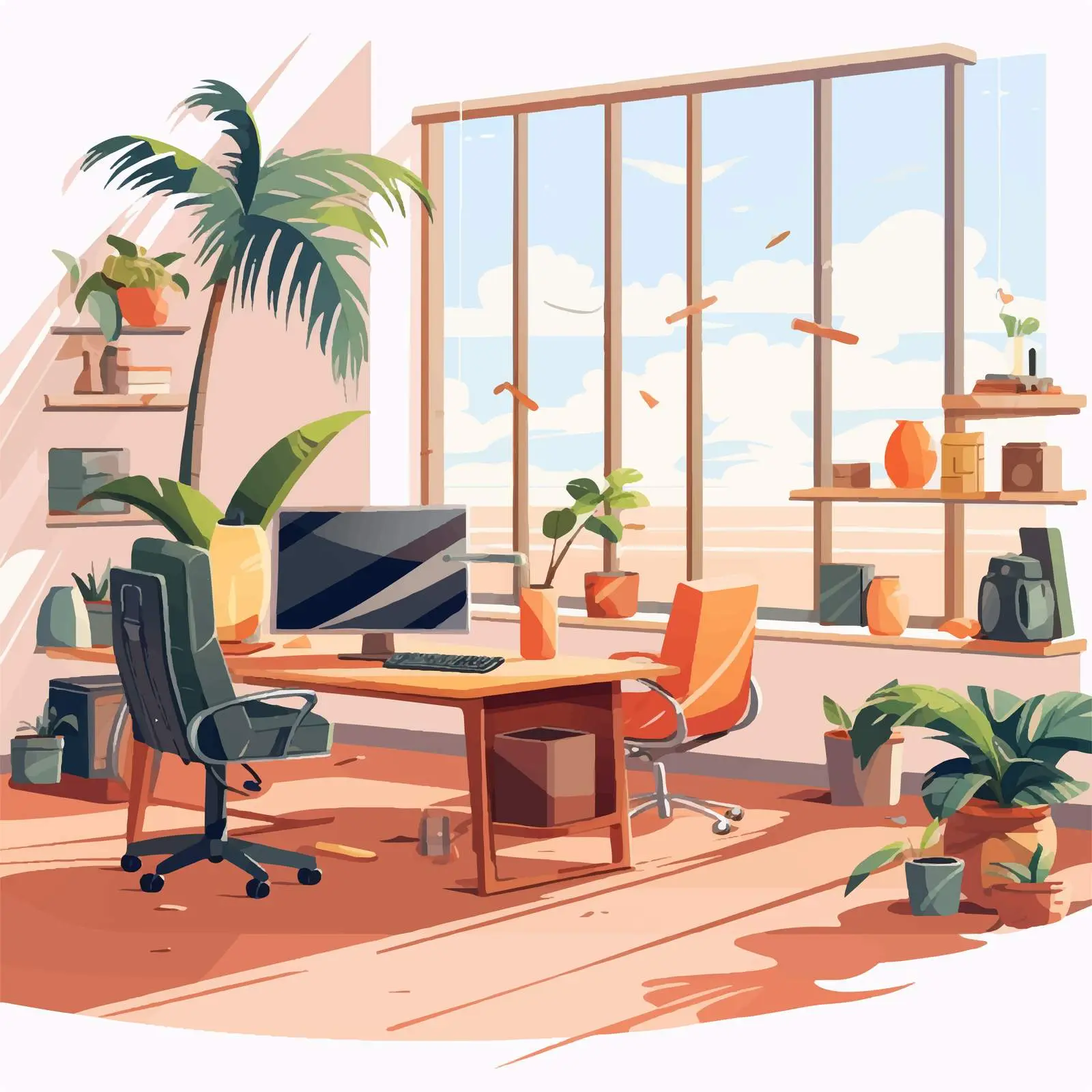 Travel Agent Office Illustration on White Background – free service desk image from Dotvec