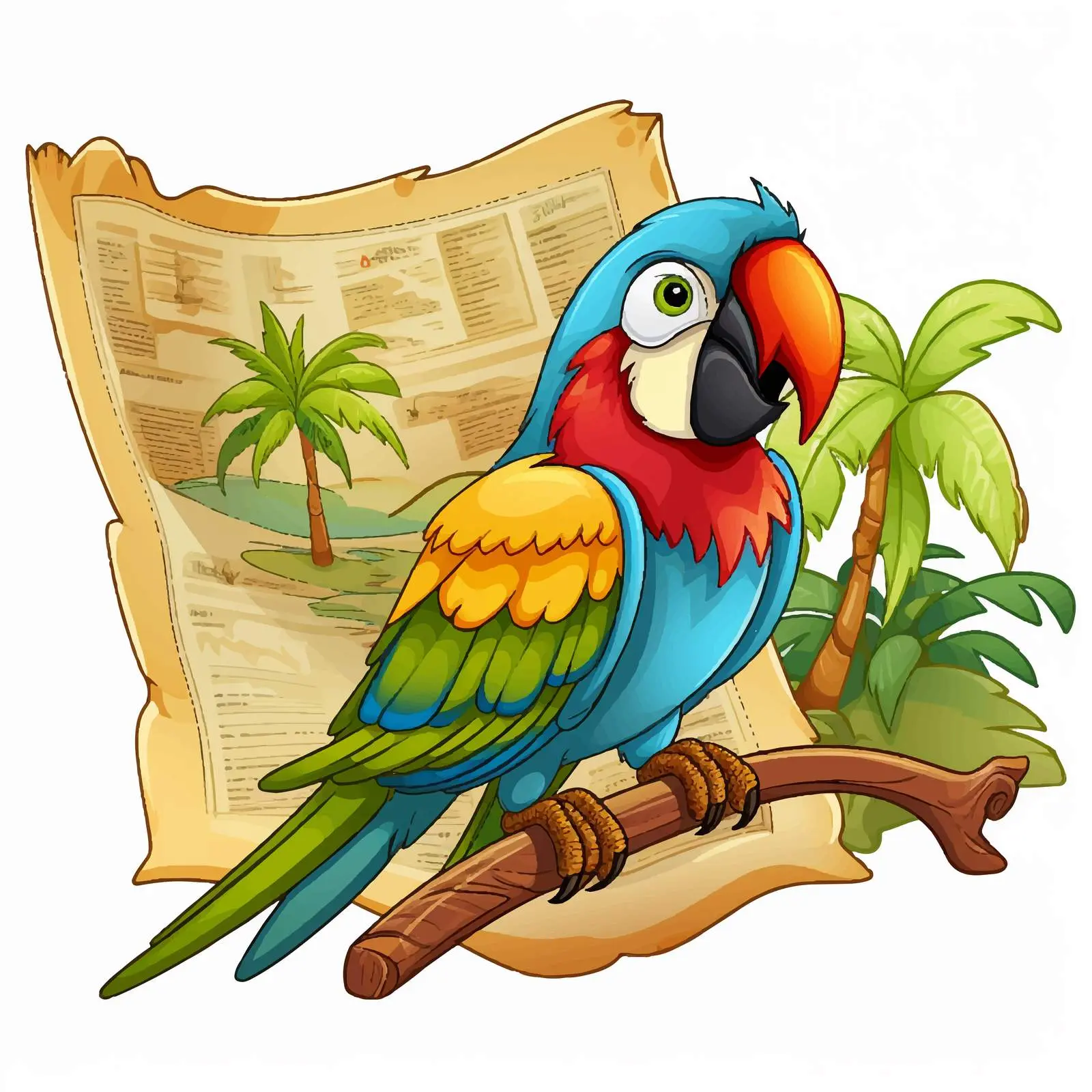 Treasure Map Illustration with Parrot Design — free download from Dotvec