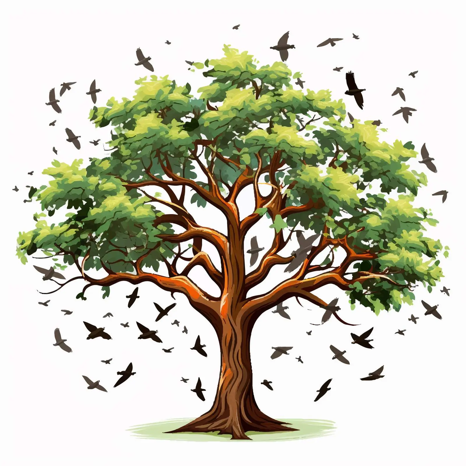Nature Illustration of Tree and Birds — free download from Dotvec