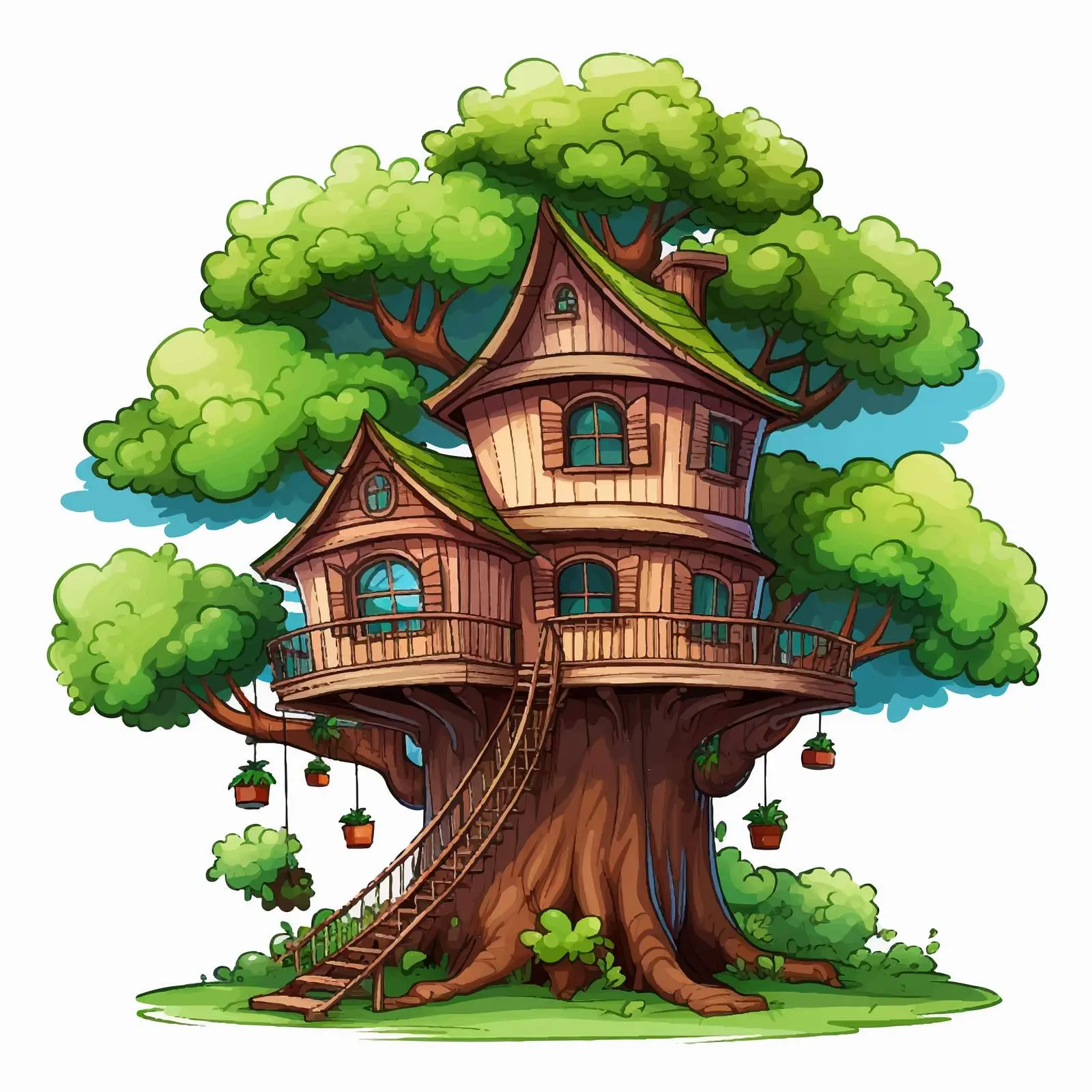 Tree House Illustration in Forest Vectors — free download from Dotvec