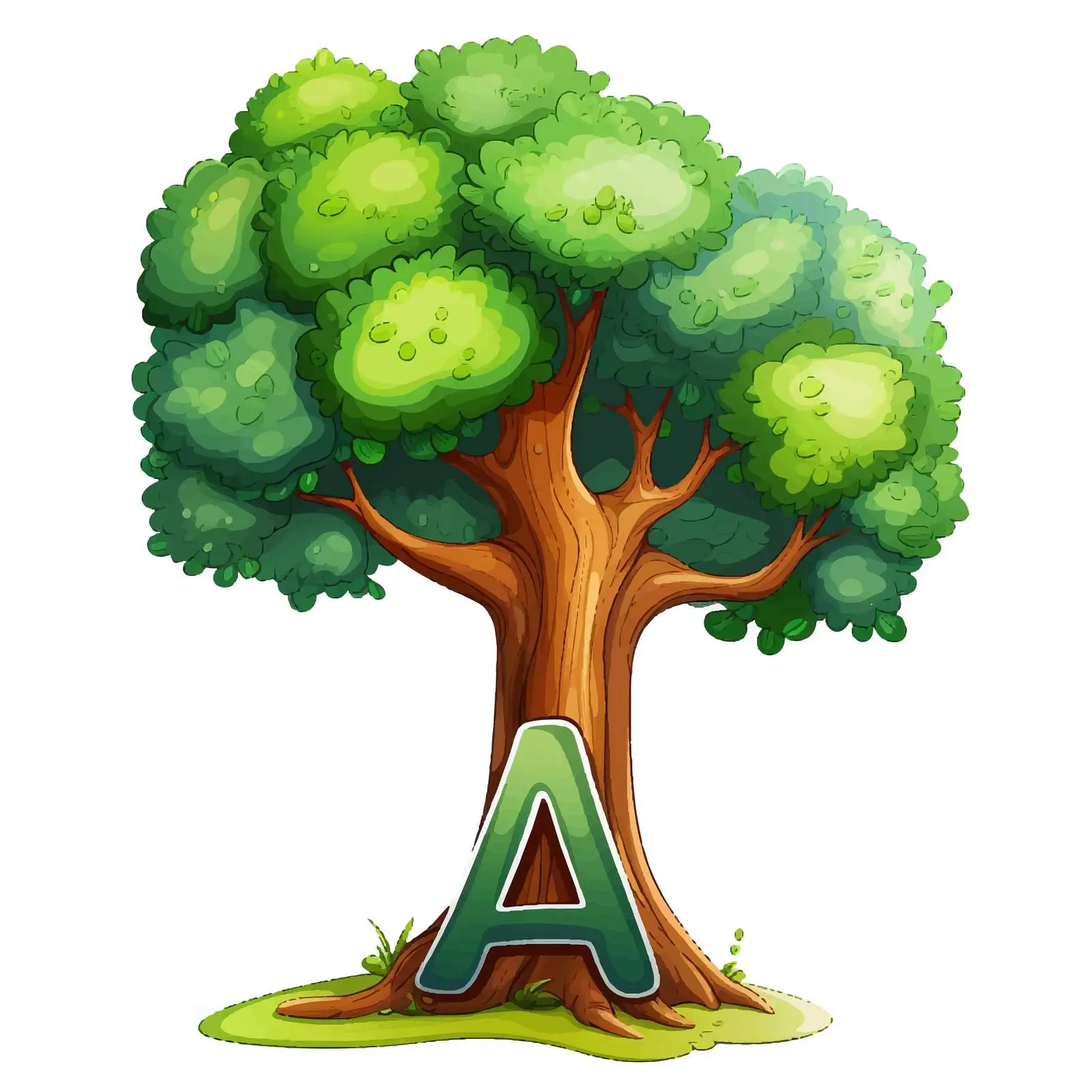 Tree Illustration with Letter A on White Background — free download from Dotvec