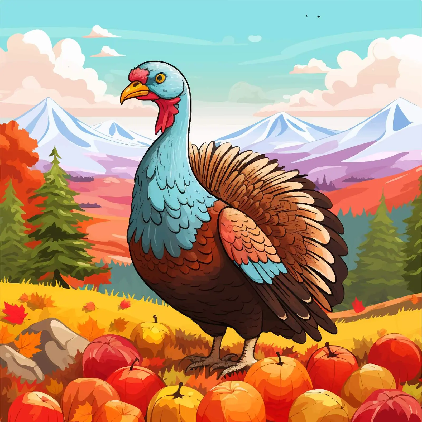 Turkey in Autumn Scenery Vector Illustration — free download from Dotvec