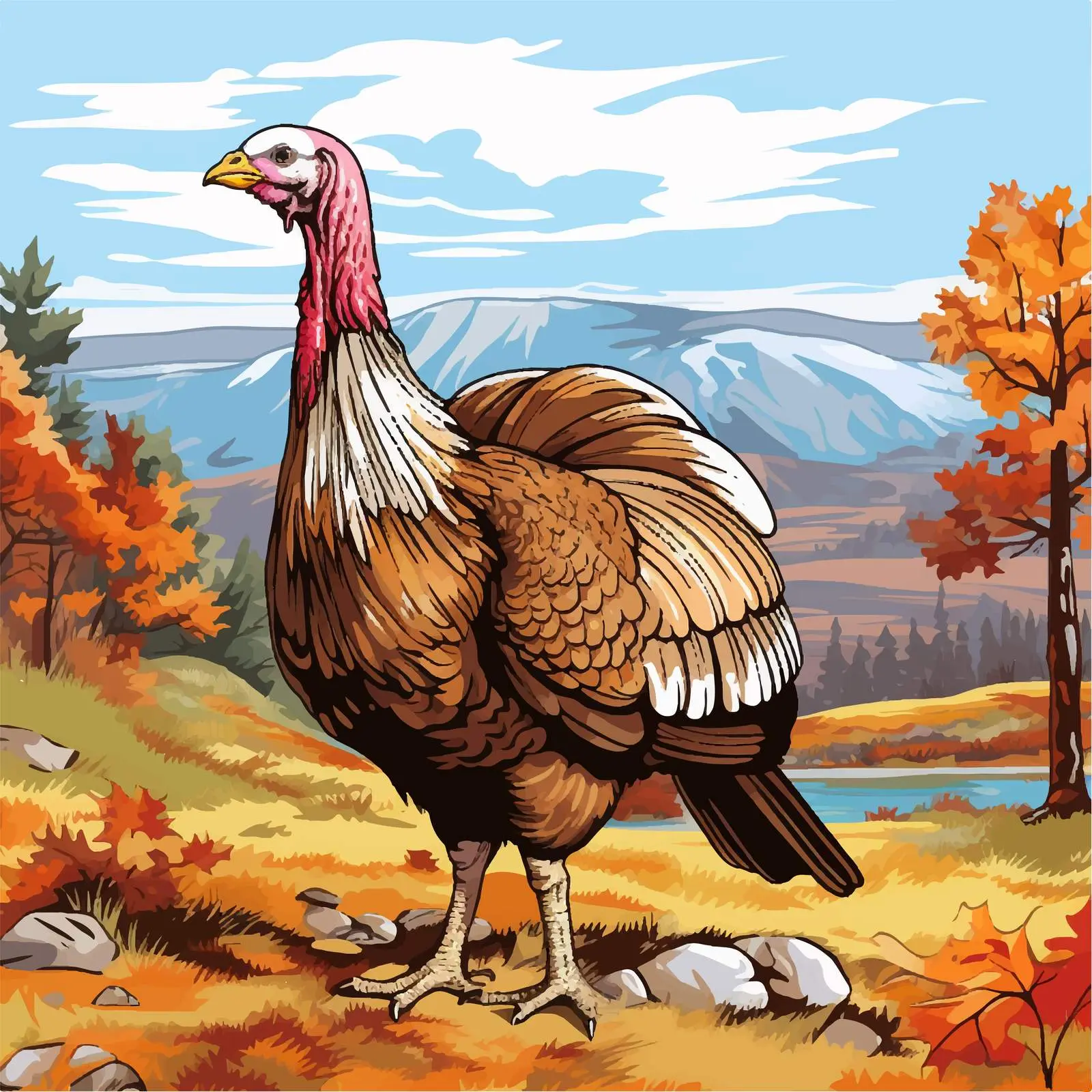 Turkey in Autumn Scenery Vector Illustration — free download from Dotvec