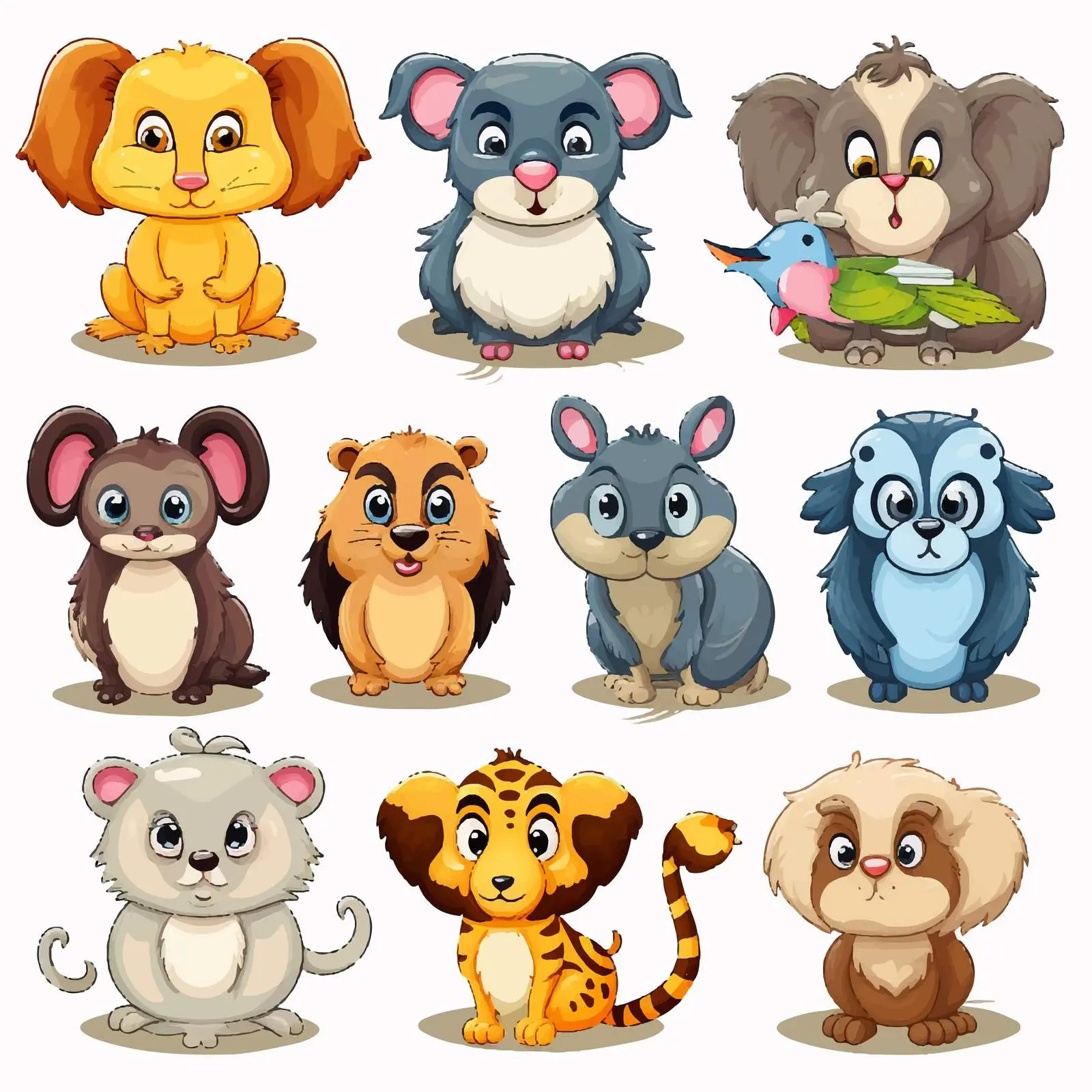 Variety of Cartoon Animals Illustration Vector — free download from Dotvec