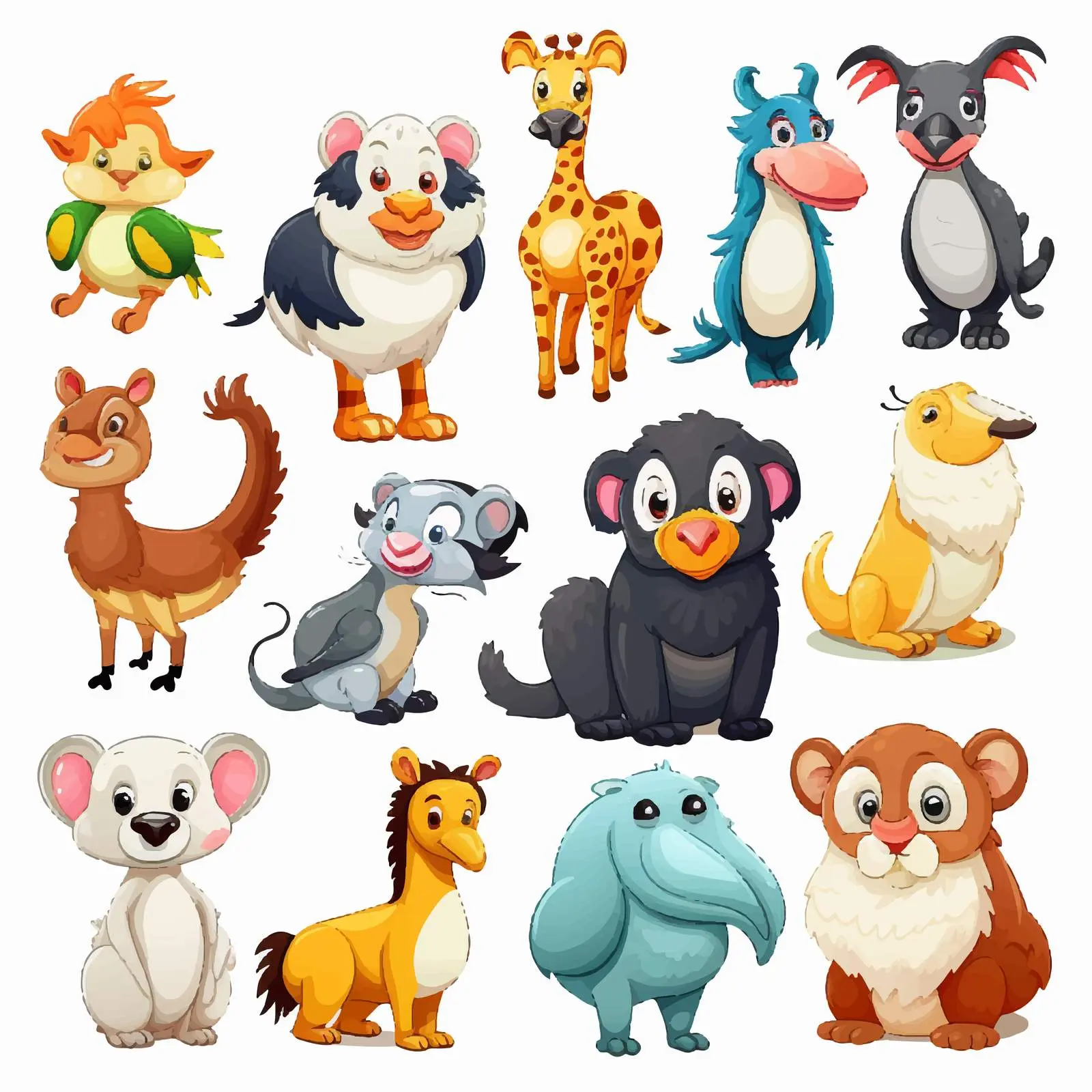 Diverse Cartoon Animals Vector Illustration — free download from Dotvec