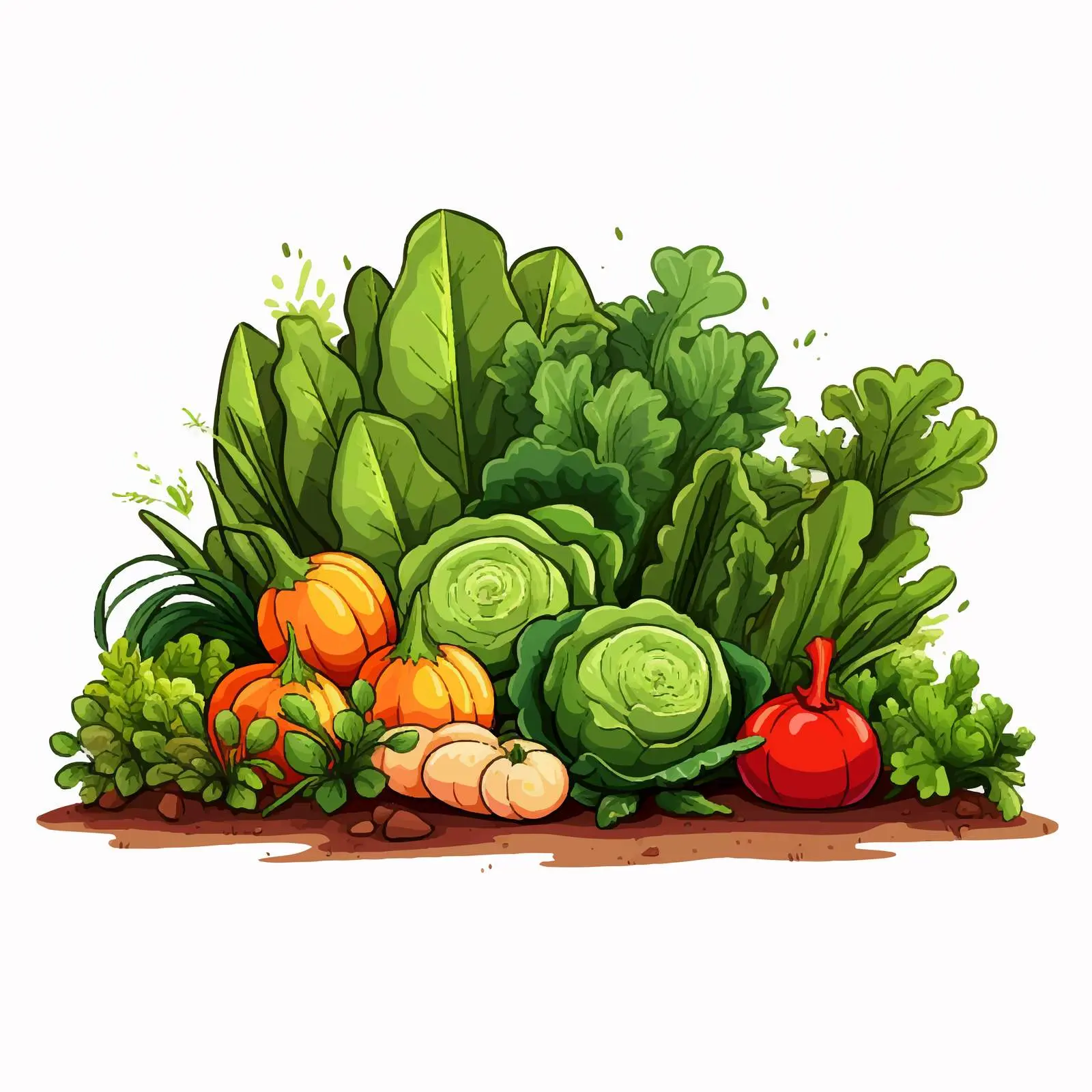 Colorful Cartoon Veggie Patch Illustration — free download from Dotvec