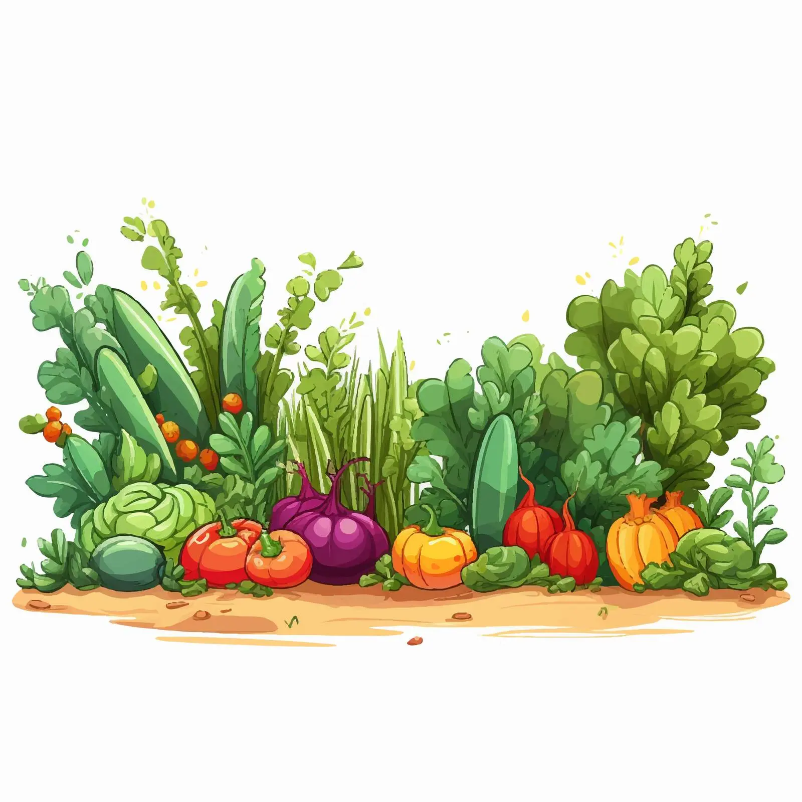Cartoon Illustration of a Veggie Patch — free download from Dotvec